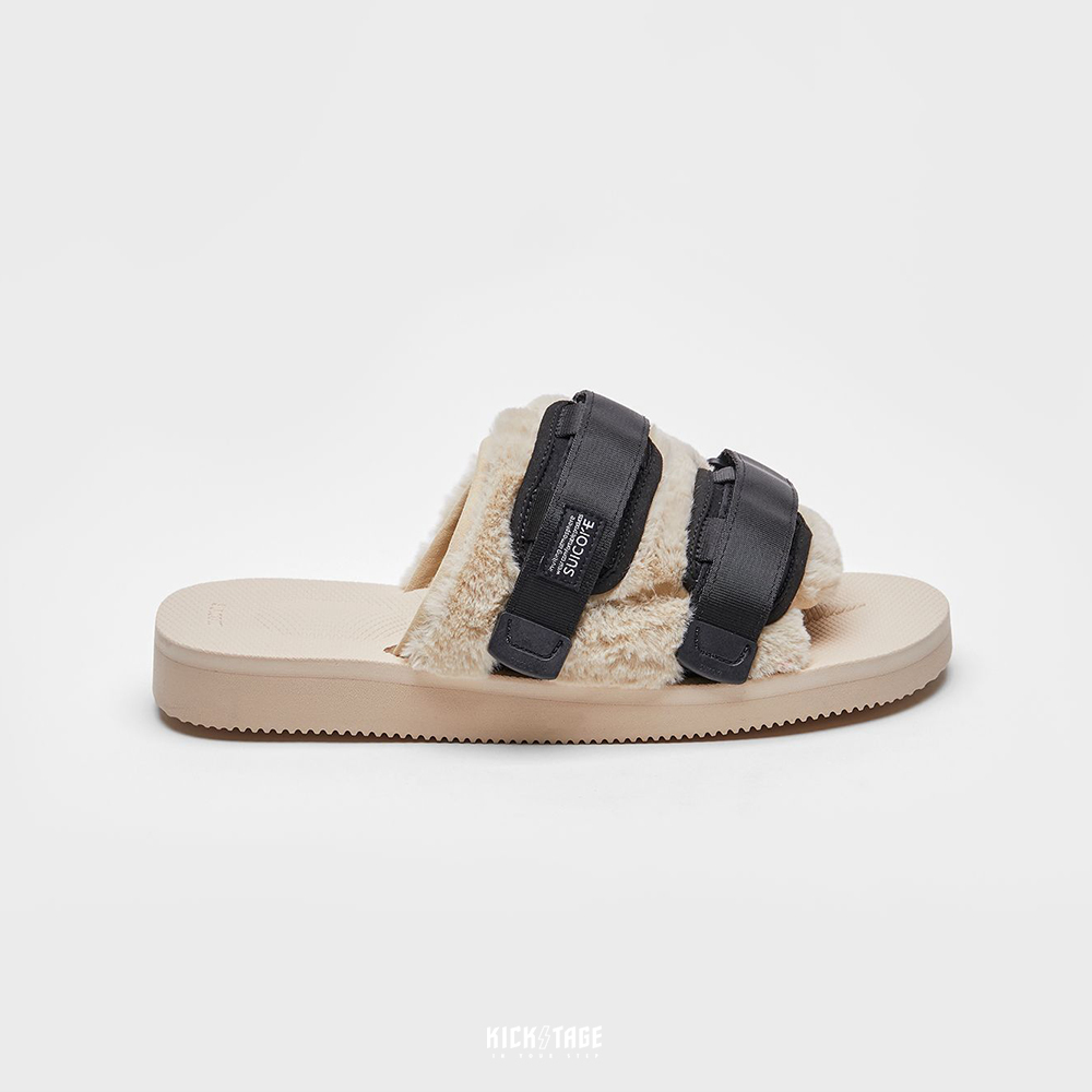 [出清商品售出無退換]  SUICOKE MOTO-FURab - Black/beige 黑沙色 毛絨 魔鬼氈 拖鞋【SK23056FABBKE】