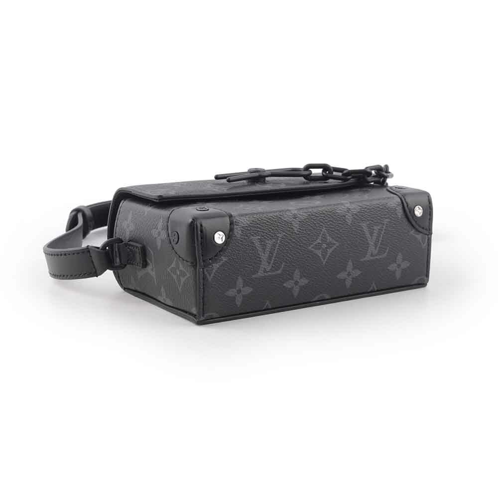 【Louis Vuitton / LV】Steamer 塗層帆布及牛皮皮夾式斜背包(黑灰色) M81783