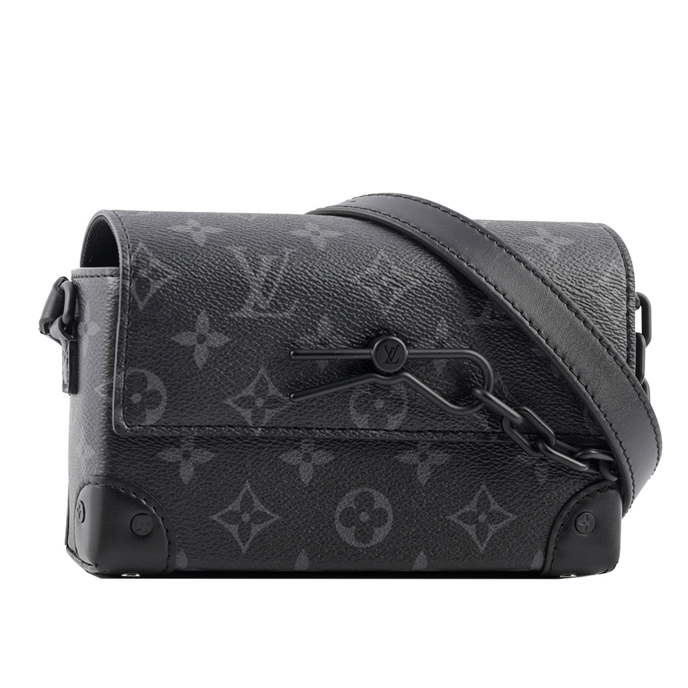 【Louis Vuitton / LV】Steamer 塗層帆布及牛皮皮夾式斜背包(黑灰色) M81783