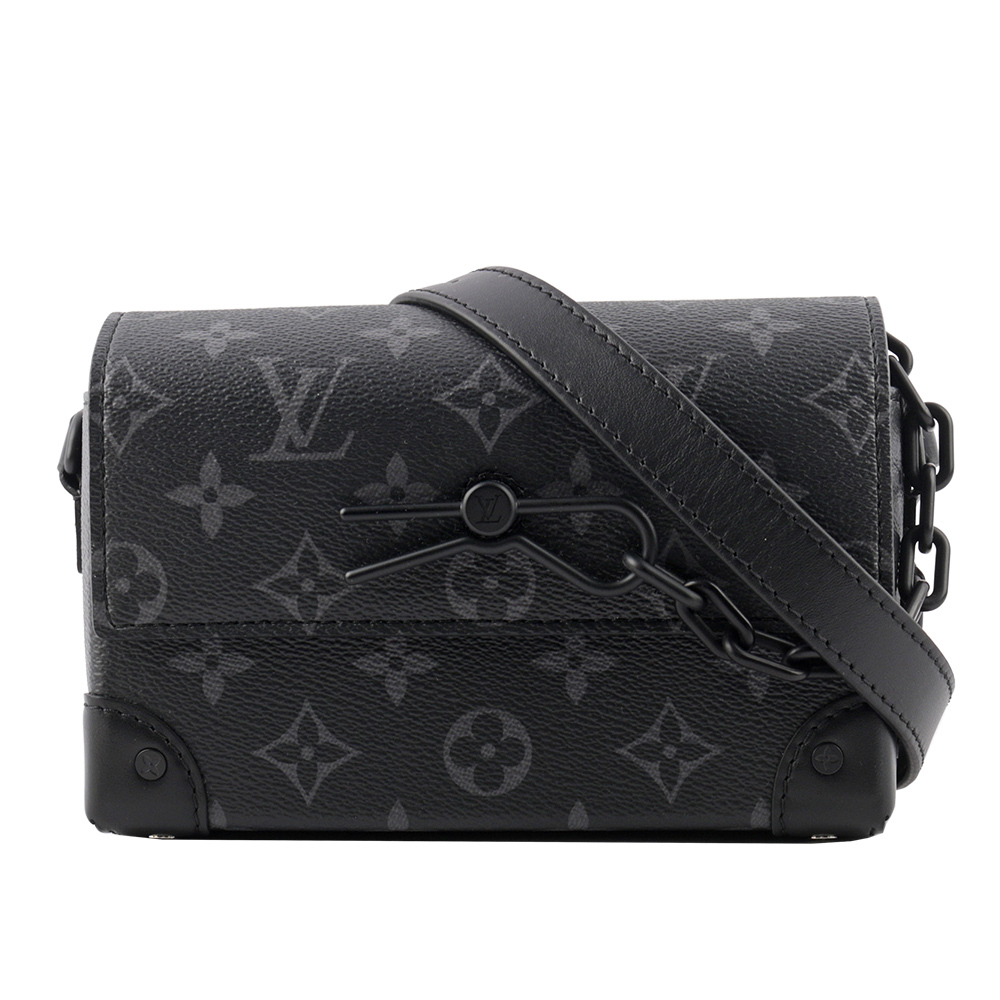 【Louis Vuitton / LV】Steamer 塗層帆布及牛皮皮夾式斜背包(黑灰色) M81783
