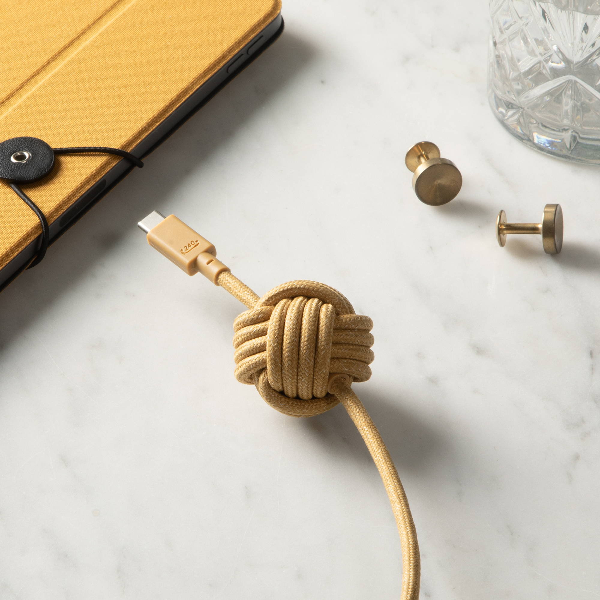 [C-C] 3公尺床邊充電線-石泥黃-240W快充