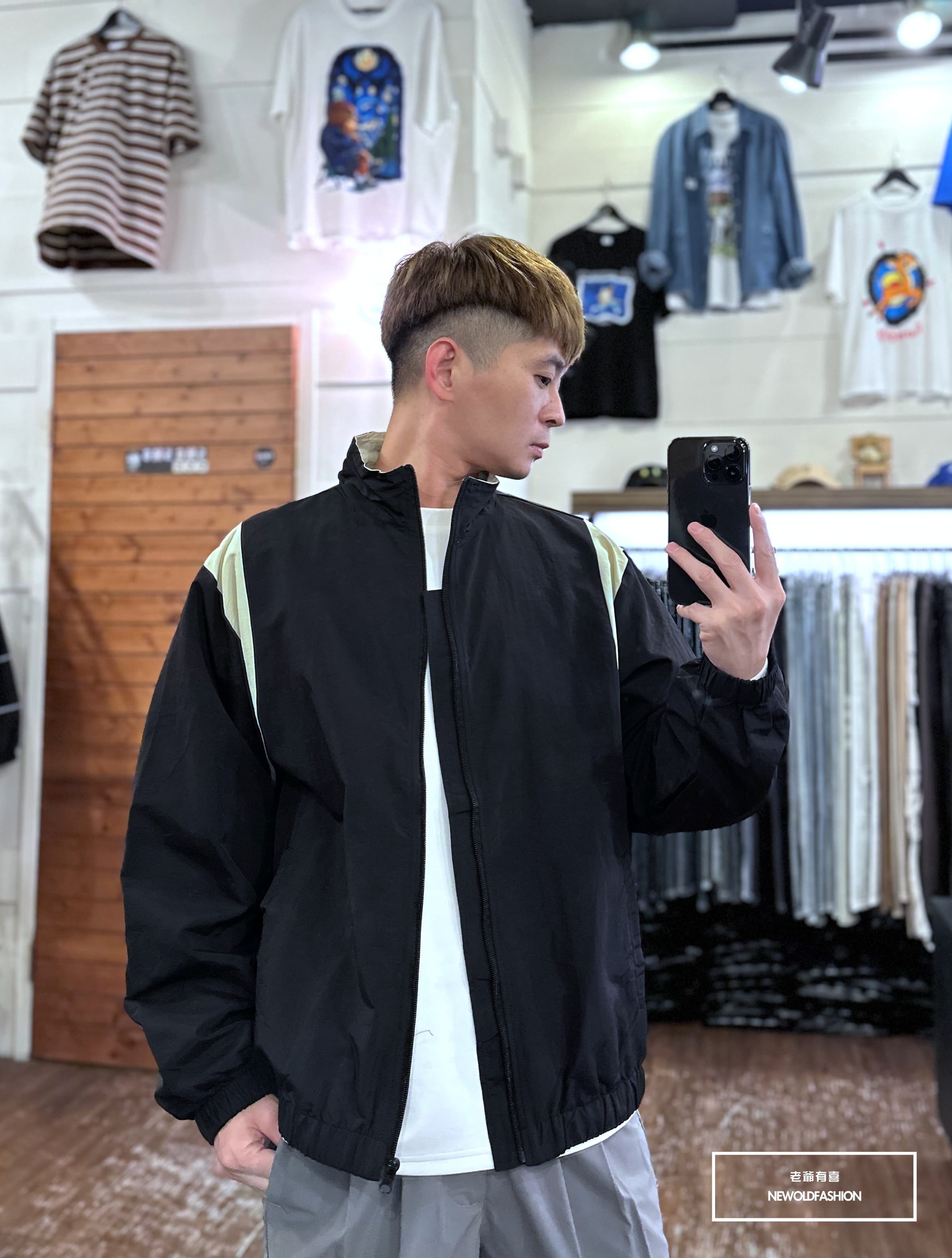 『新品上市』重磅弧形拼接防風外套-黑(NOF2310C61002)