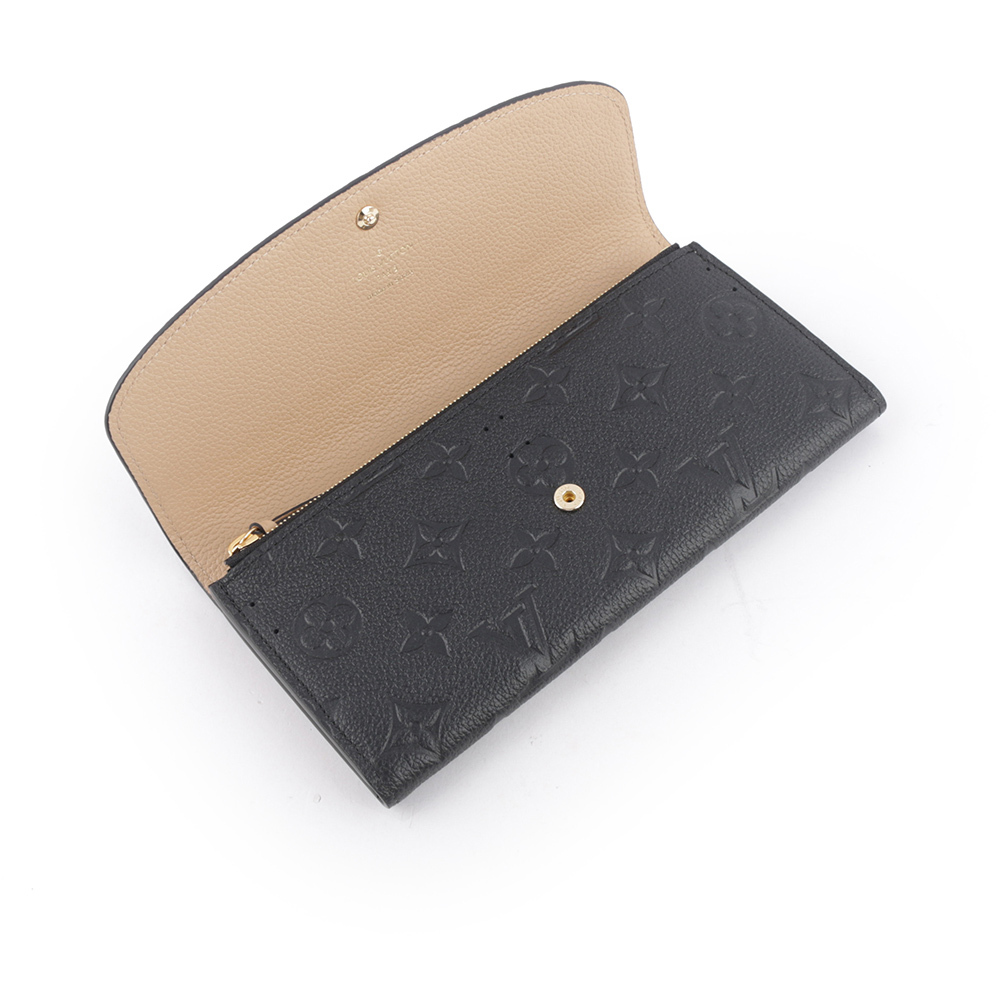 【Louis Vuitton / LV】Monogram 牛皮壓紋 EMILIE 長夾(黑色) M62369
