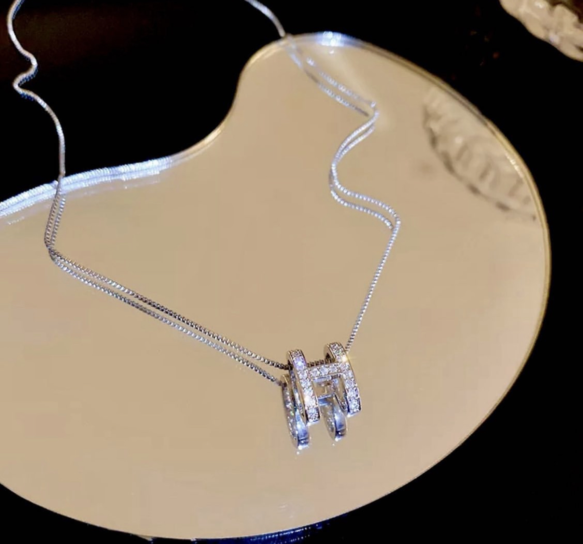 H銀水鑽低奢項鍊