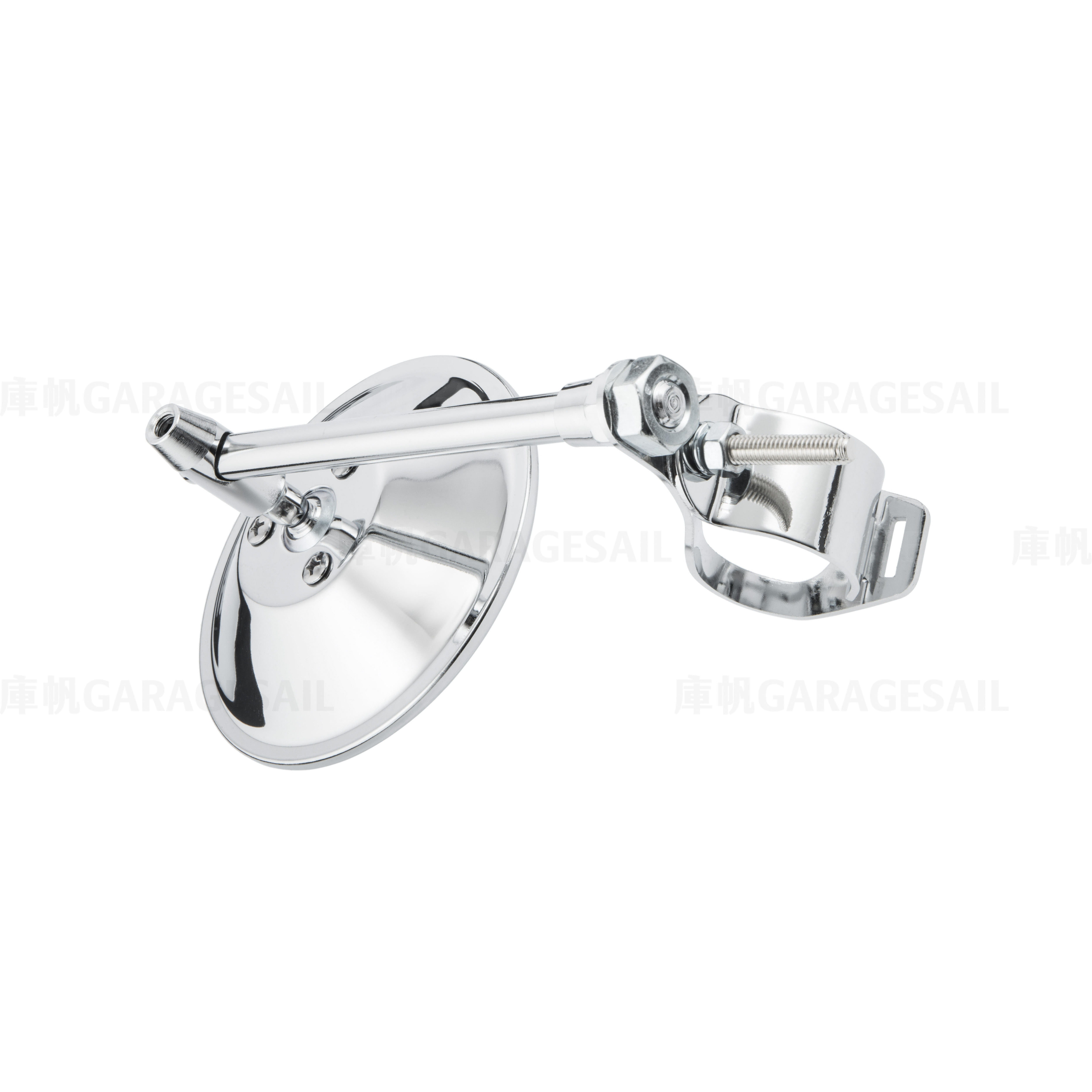 前叉 夾式 後照鏡 4吋圓 - 銀