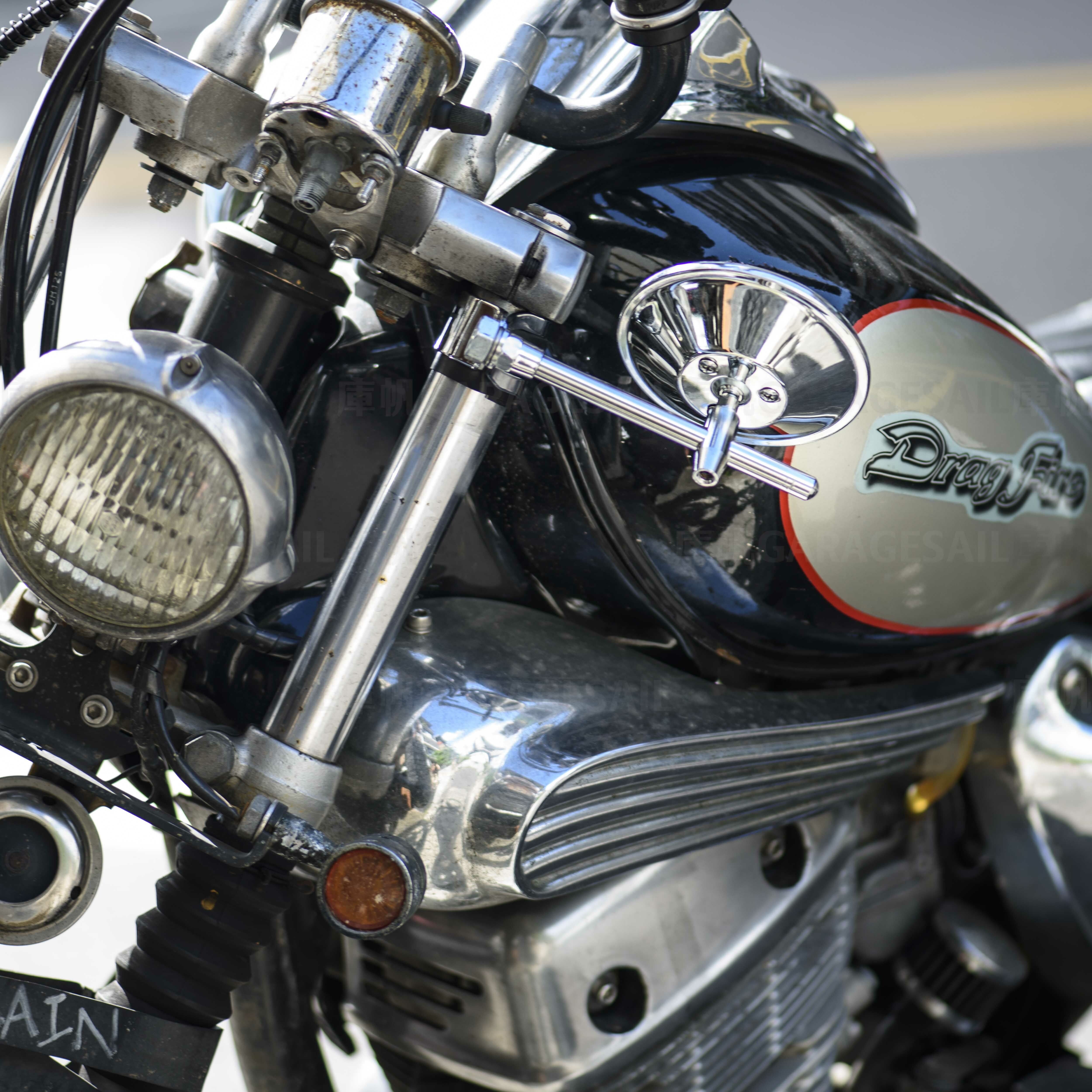 前叉 夾式 後照鏡 4吋圓 - 銀