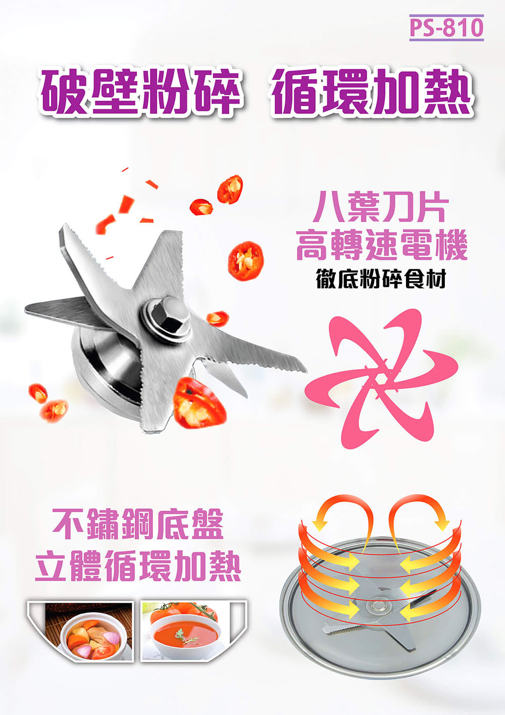 全能冷熱破壁養生機 PS810