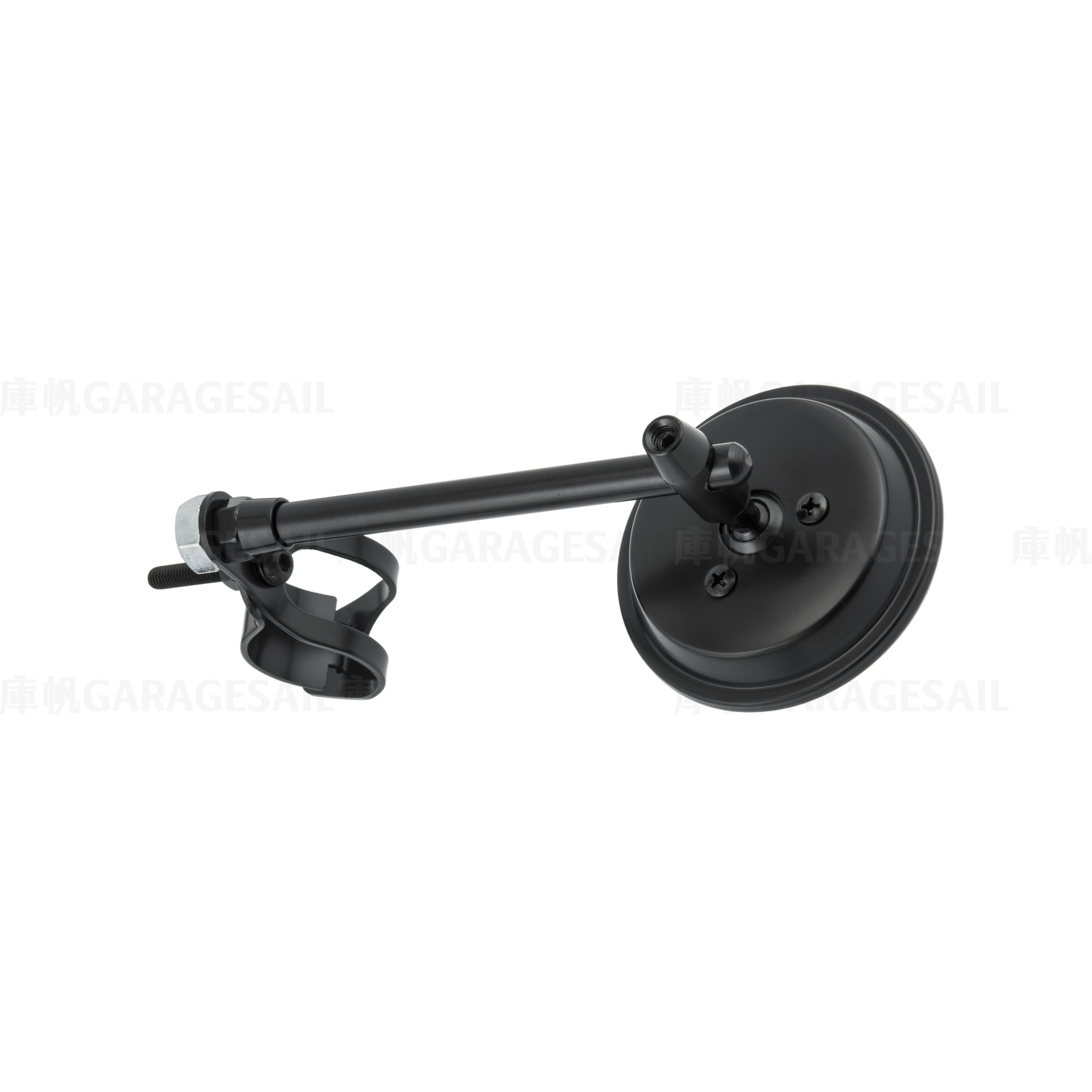 前叉 夾式 後照鏡 3吋圓 - 黑