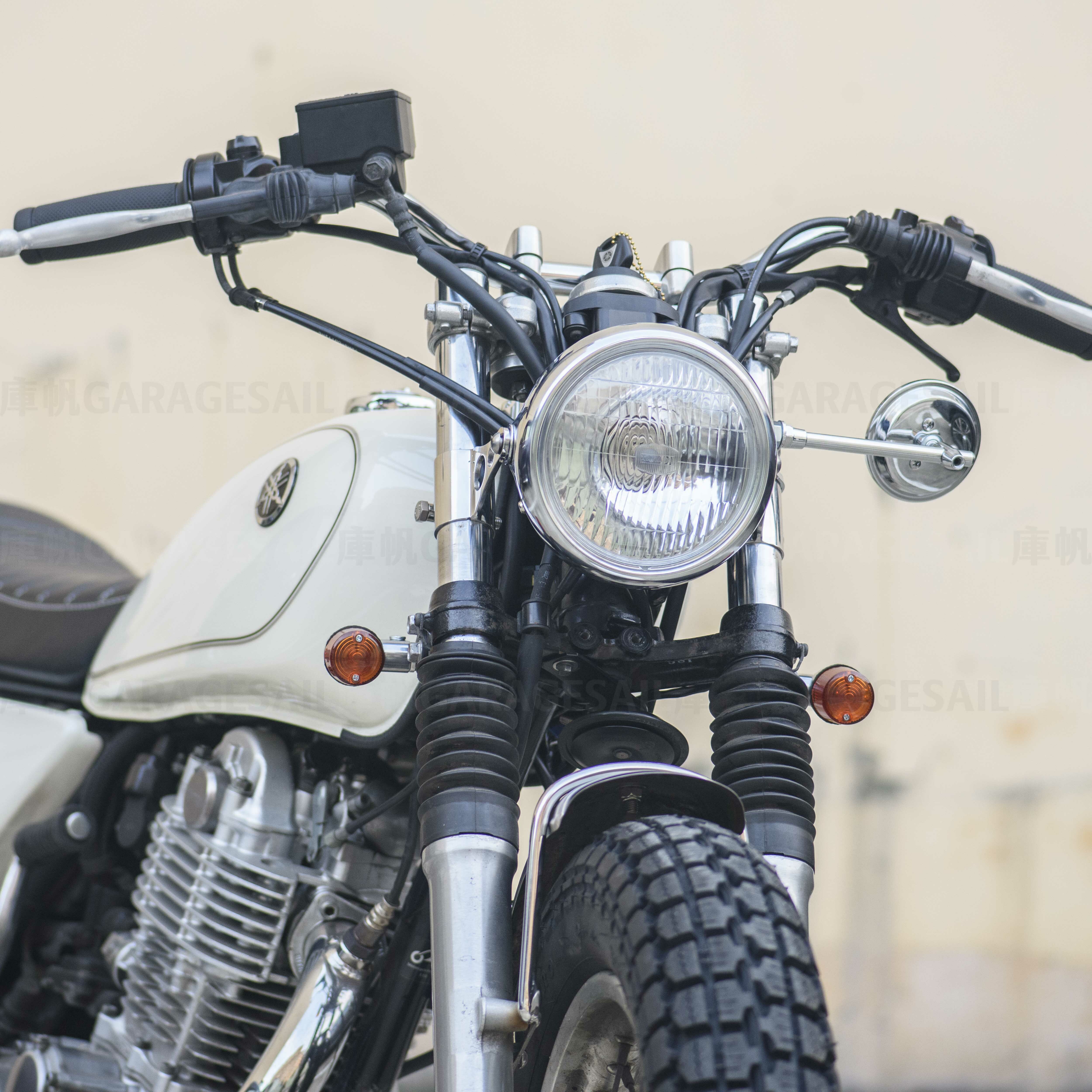 前叉 夾式 後照鏡 3吋圓 - 銀