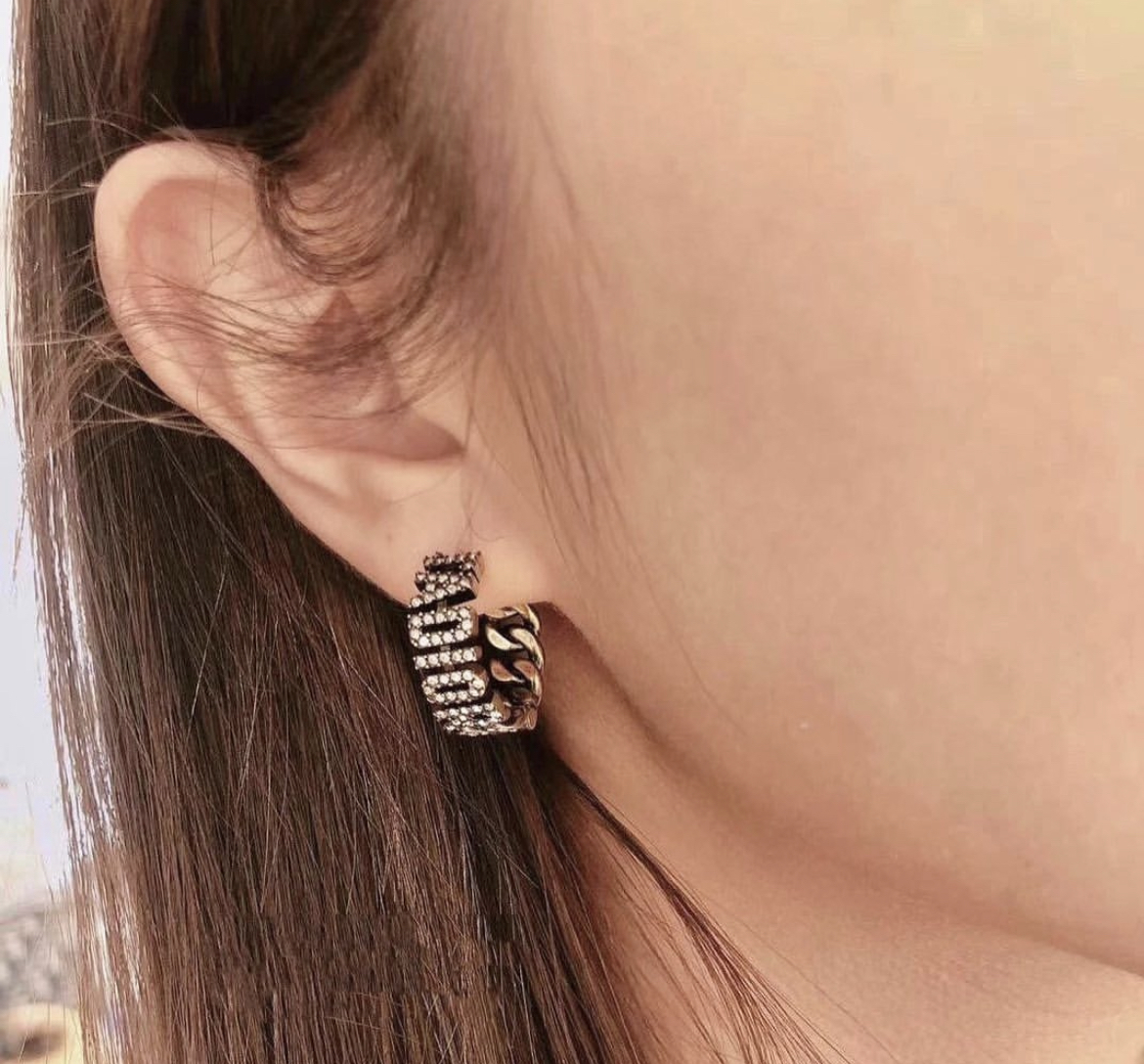 18k JADIOR復古金鑽麻花”高奢定製耳扣釘圈