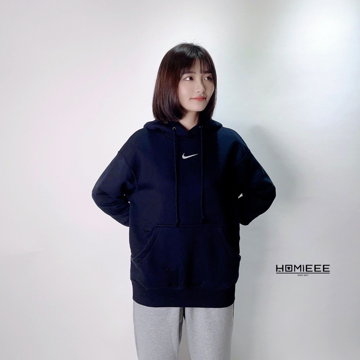 Nike Nsw Hoodie 帽T 長袖 刺繡 小勾 女款 黑色 森林綠 咖啡 [DQ5861]