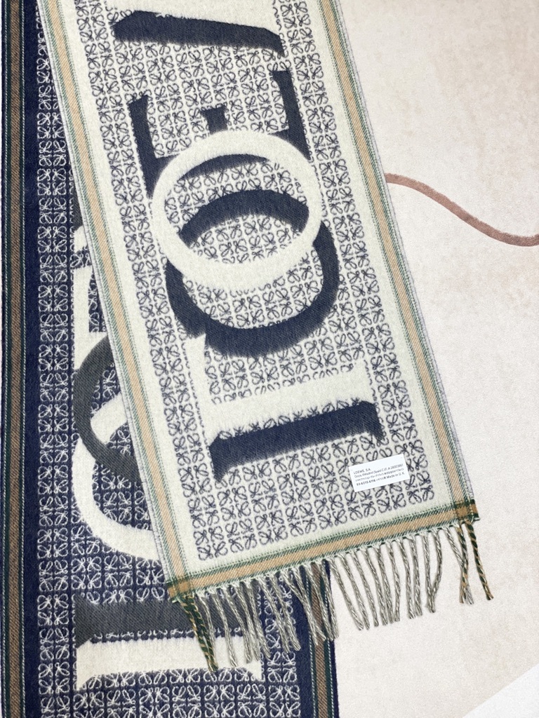 LOEWE Love Jacquard Scarf - navy