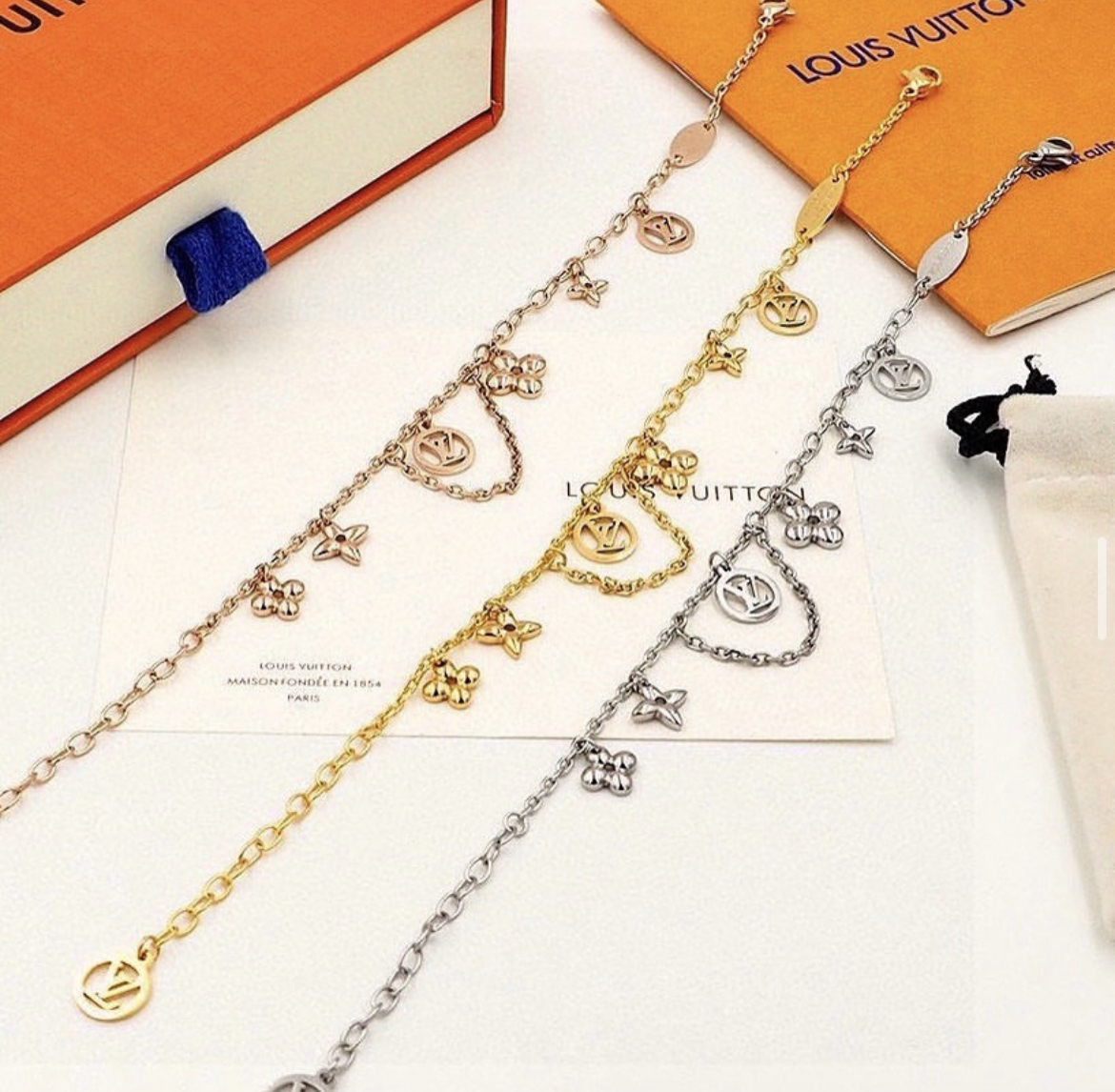 18k 小lv老花流蘇全金定製手鍊