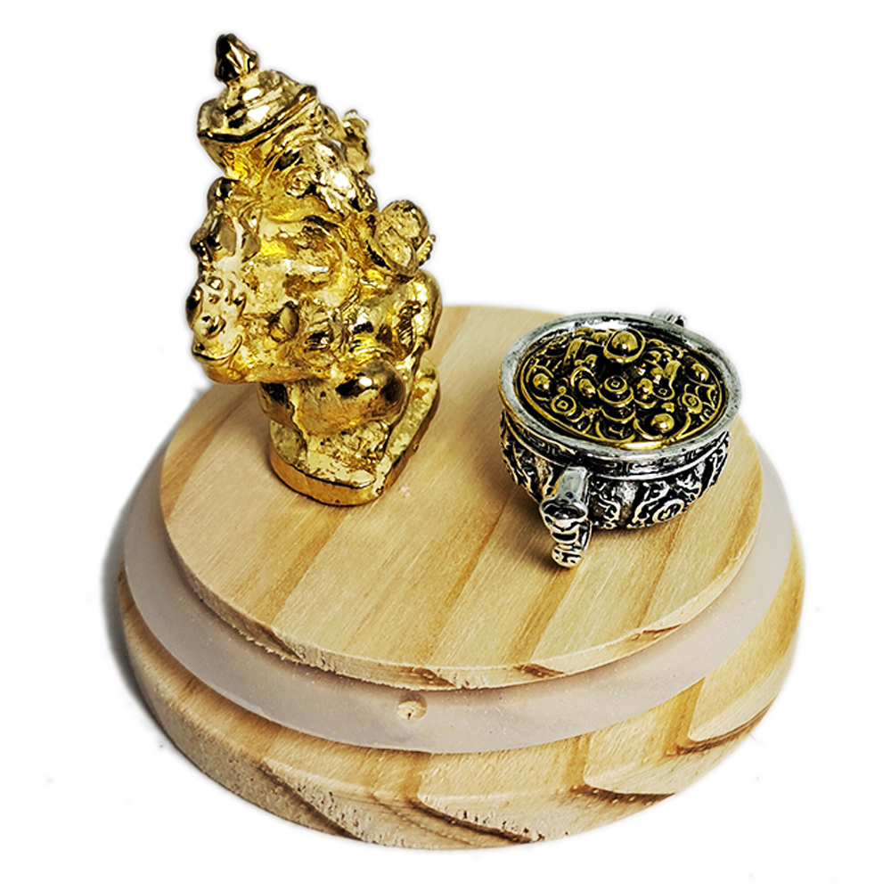 象鼻財神+聚寶盆 組 9公分【十方】152359