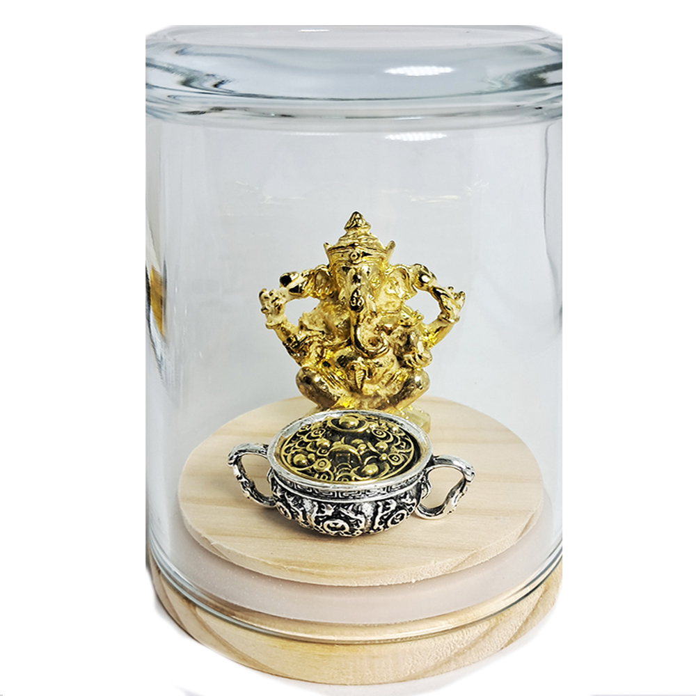 象鼻財神+聚寶盆 組 9公分【十方】152359