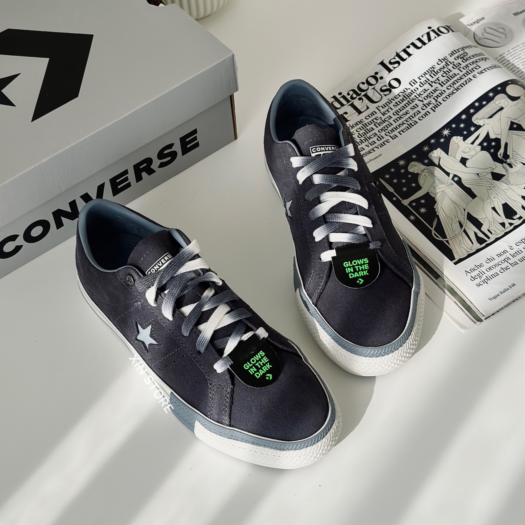 【現貨】Converse One Star Pro OX 低筒 麂皮 夜光 星星 滑板鞋 灰藍
