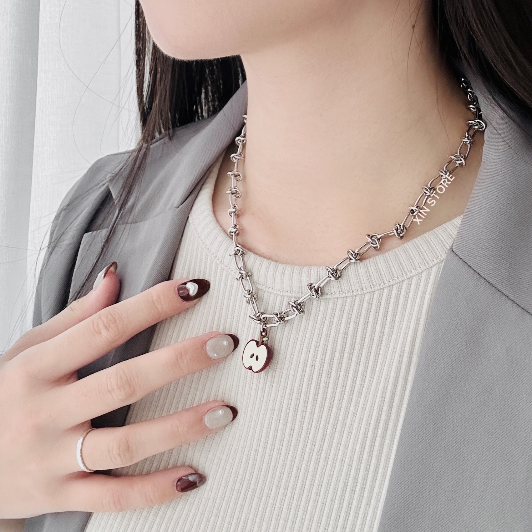 Fe3c Half Apple Necklace 項鍊 蘋果