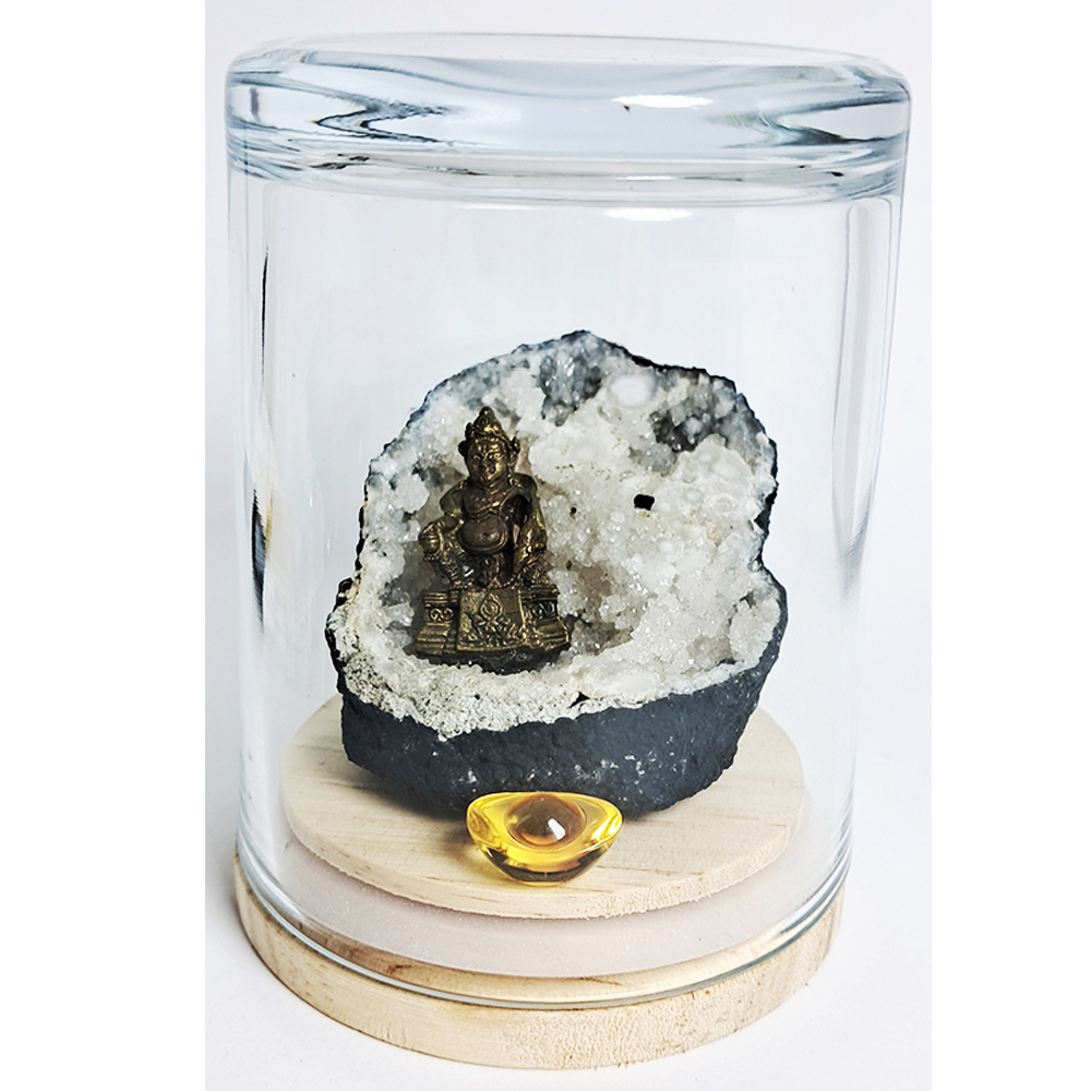 黃財神+晶簇 組 9公分【十方】152356