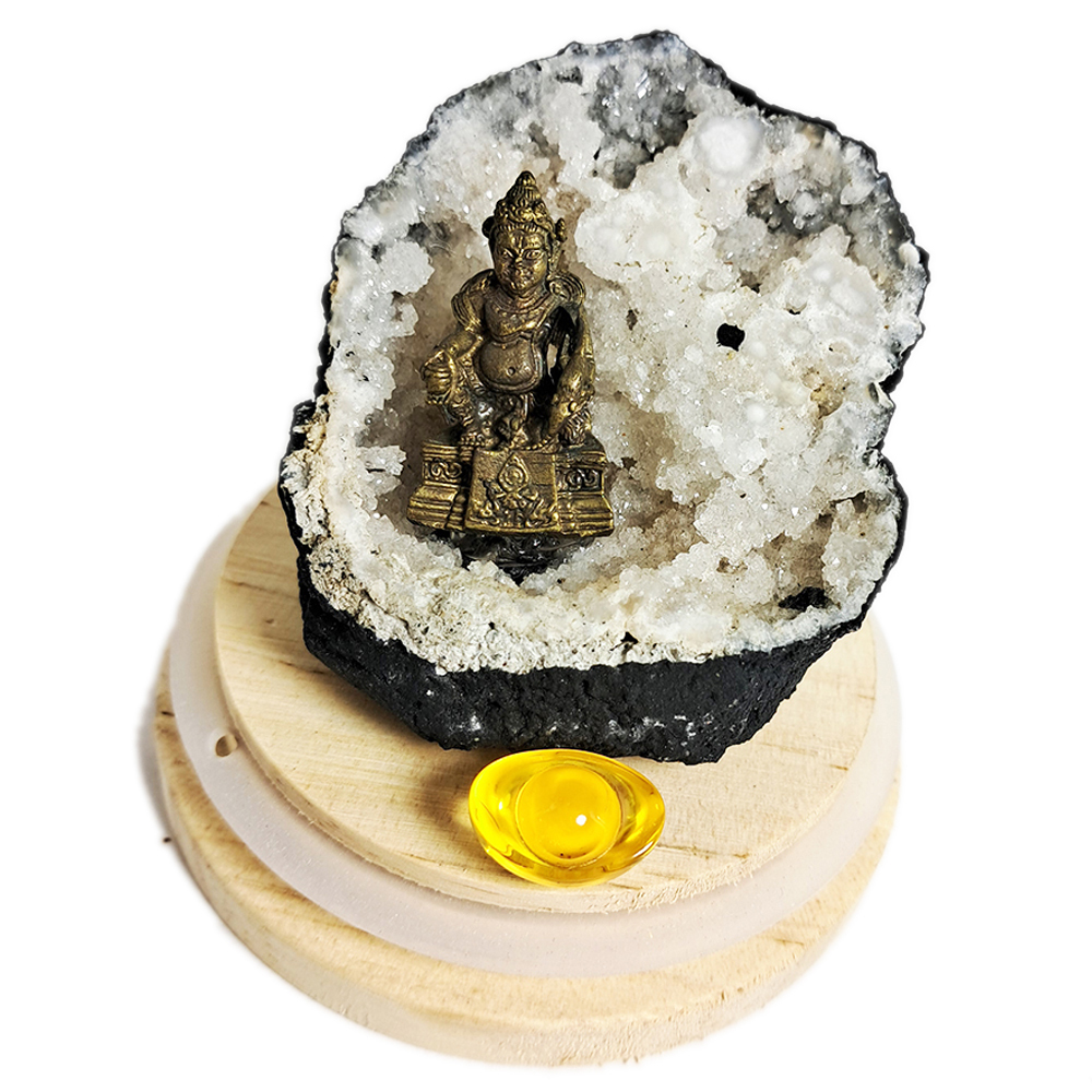 黃財神+晶簇 組 9公分【十方】152356