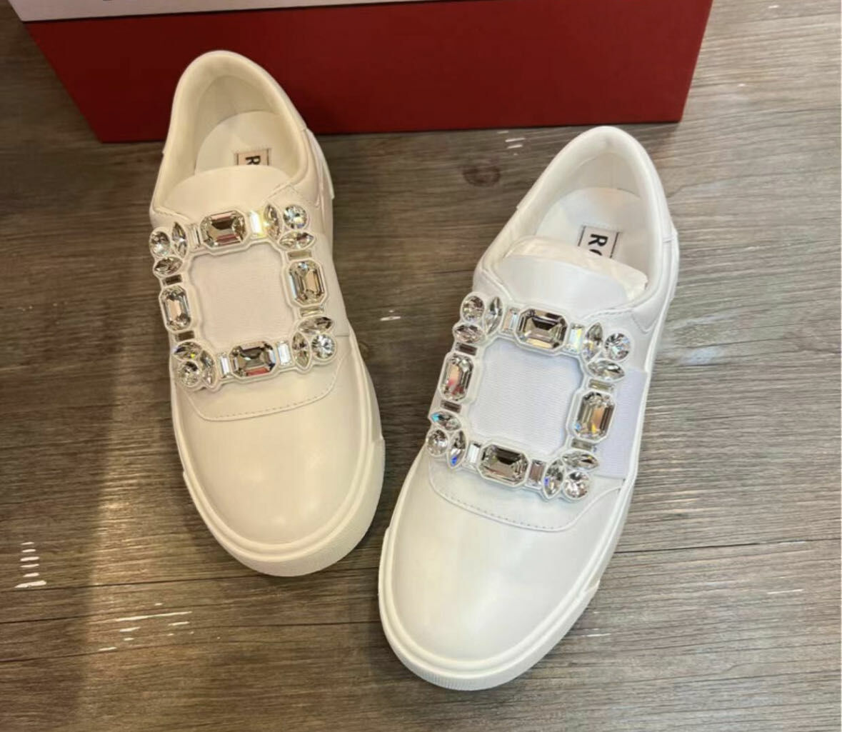 RV白色方鑽板鞋 -M