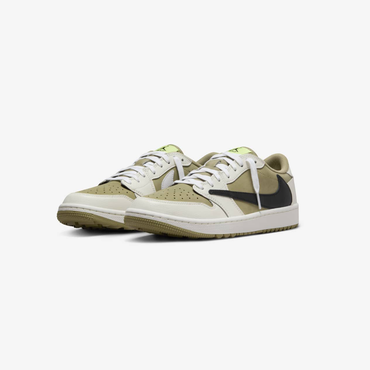 -(A1d)-TRAVIS SCOTT X AIR JORDAN 1 LOW GOLF "NEUTRAL OLIVE"-FZ3124-200