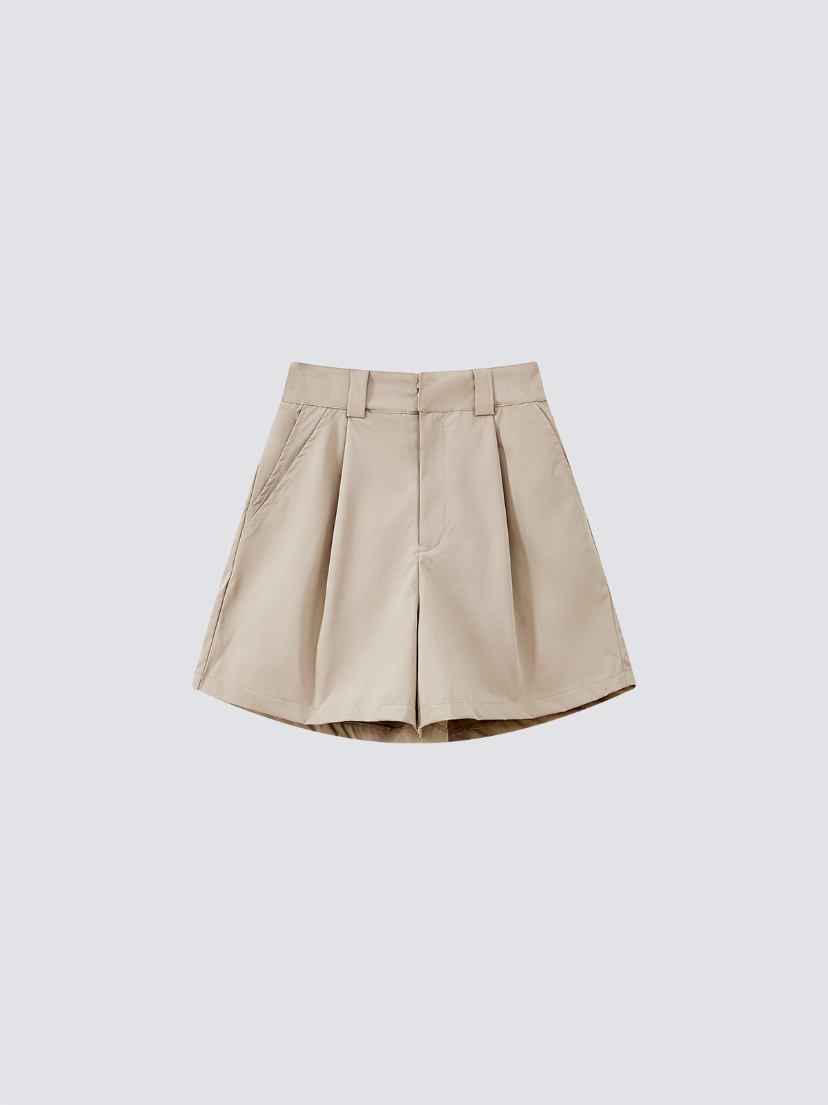 Skatey Cat Straight Work Shorts (for women)｜Khaki｜Hong Kong Original Design