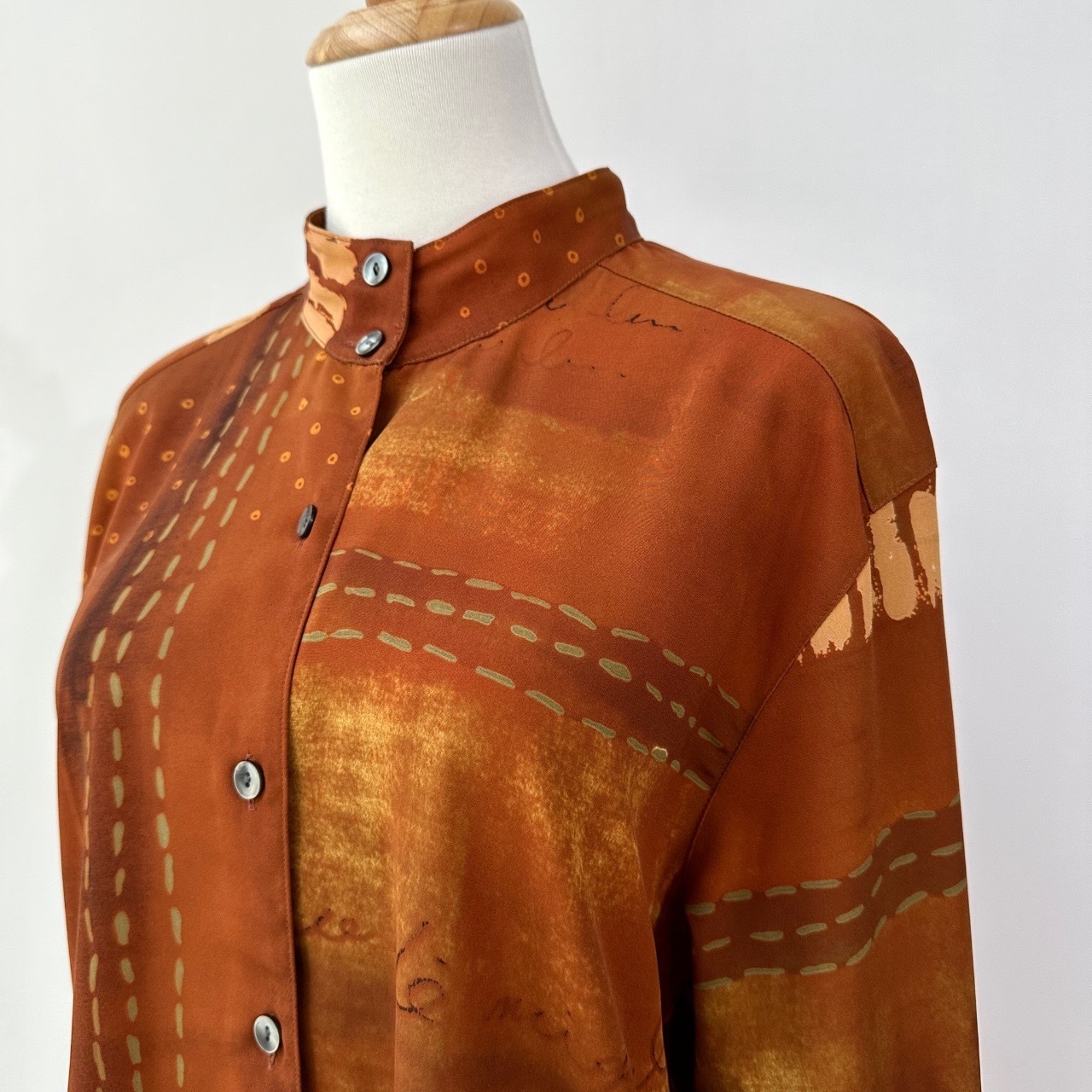 日本製啡色考古風立領上衣