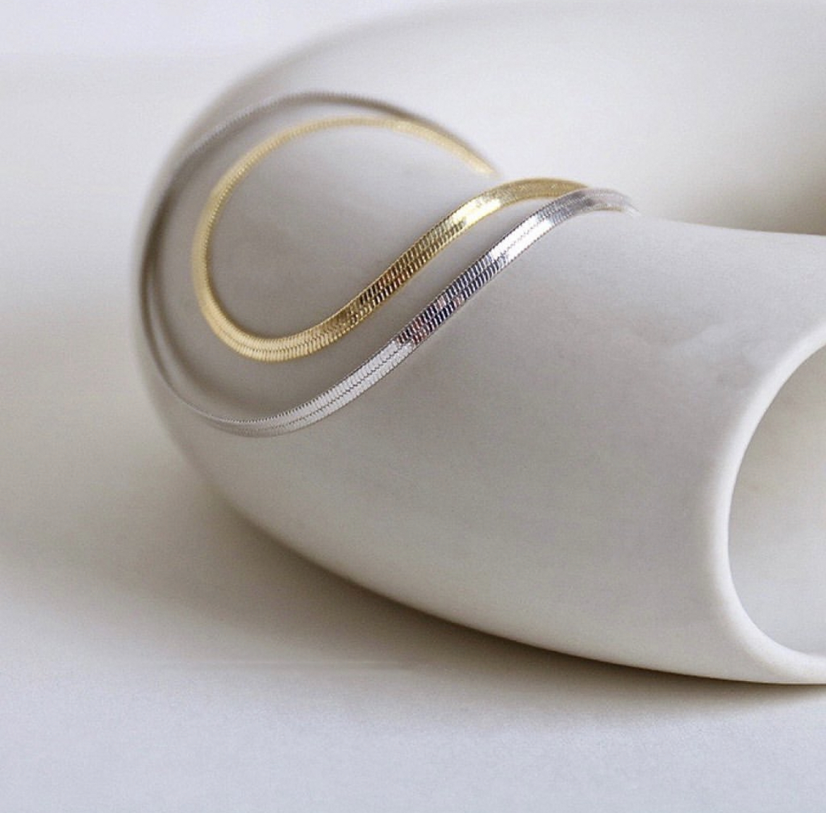 經典金銀鈦鋼鍊 蛇骨choker