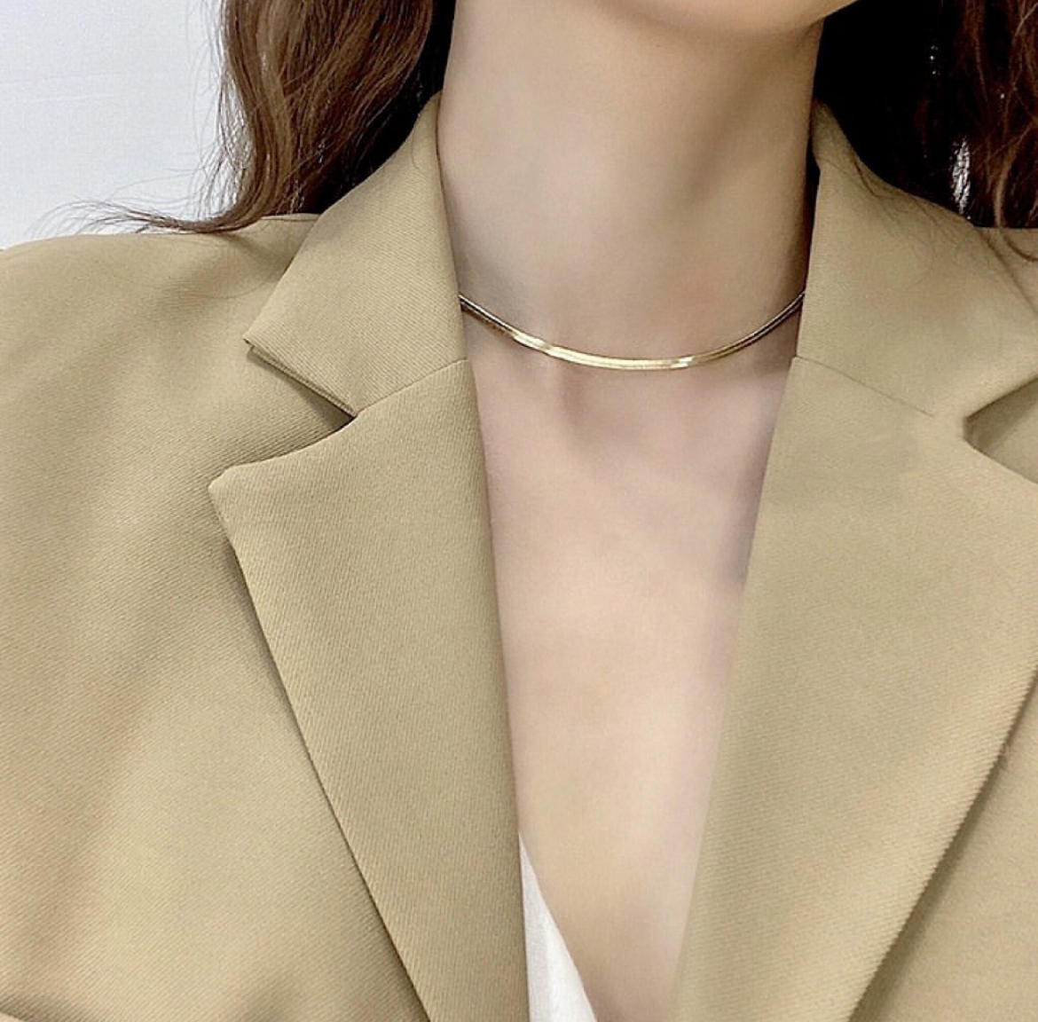 經典金銀鈦鋼鍊 蛇骨choker