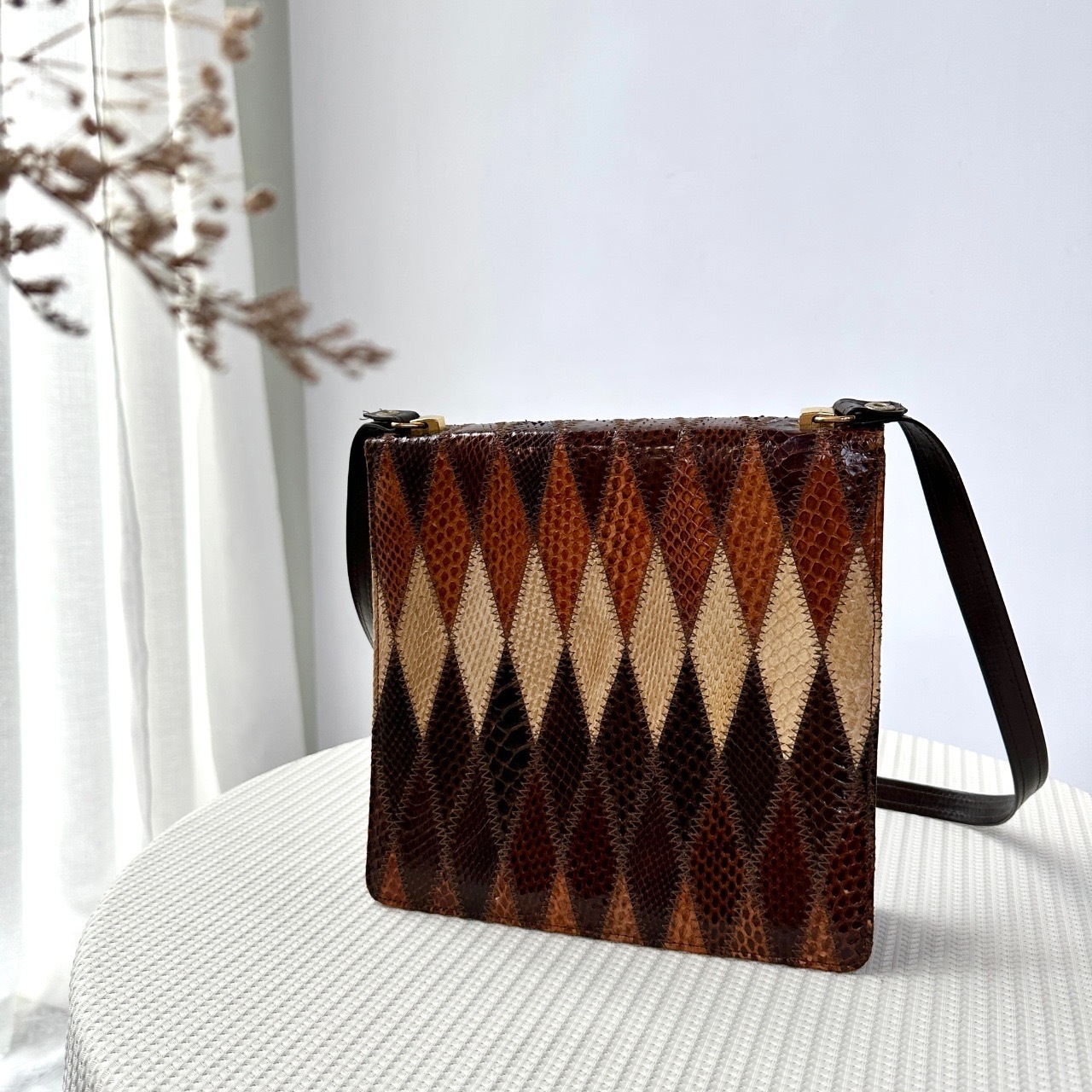 英國製 Golden Arrow 深淺啡色風琴中古袋