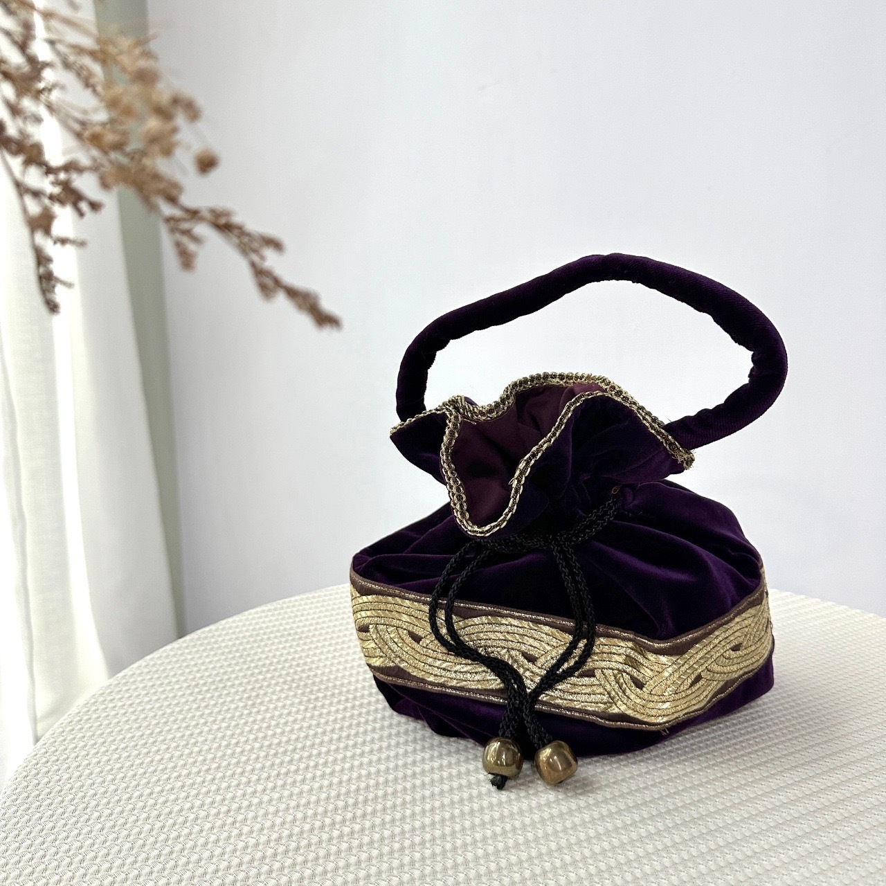 暗紫金線交織便當袋