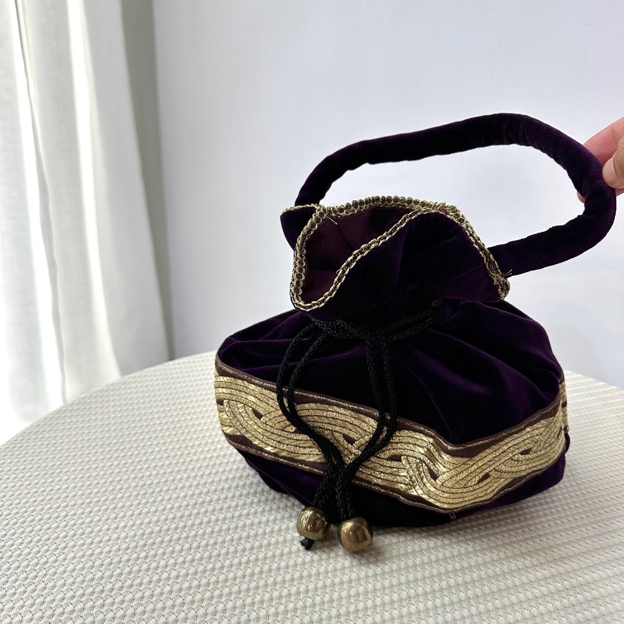 暗紫金線交織便當袋