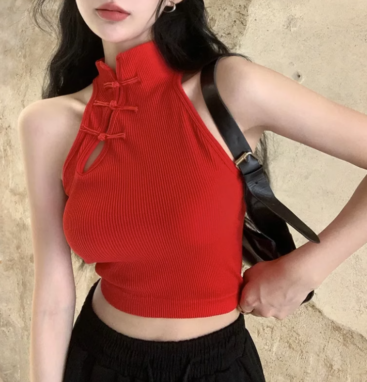 Cheongsam disc buckle camisole