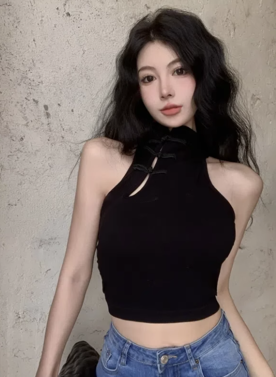 Cheongsam disc buckle camisole