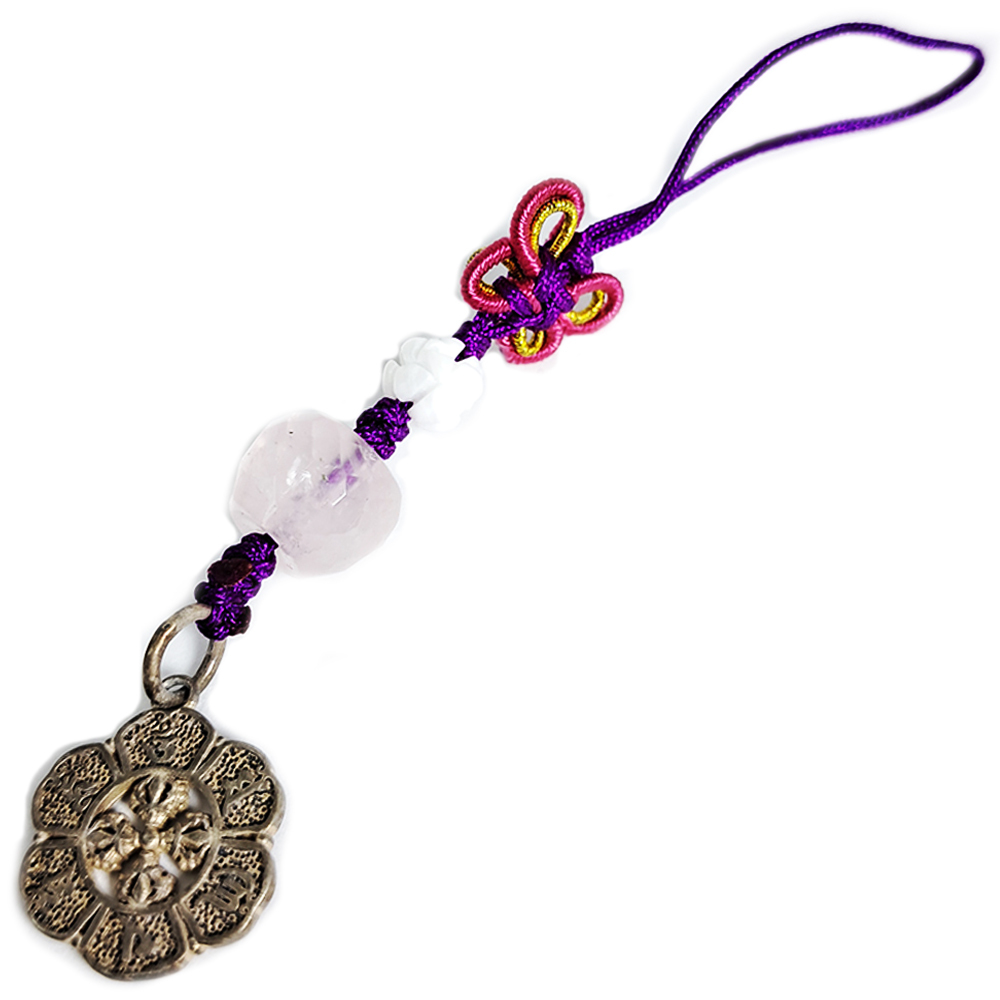 六字真言{純銀}蘋果{粉晶}法寶吊飾【十方】152577