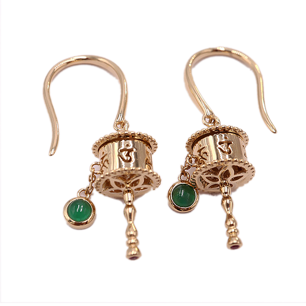 六字真言 平安扣沙金耳飾【十方】151142