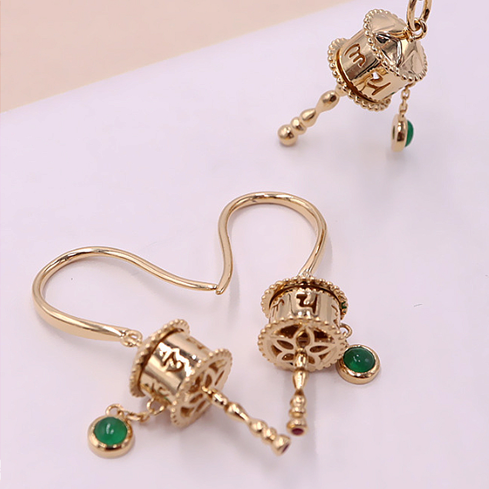 六字真言 平安扣沙金耳飾【十方】151142