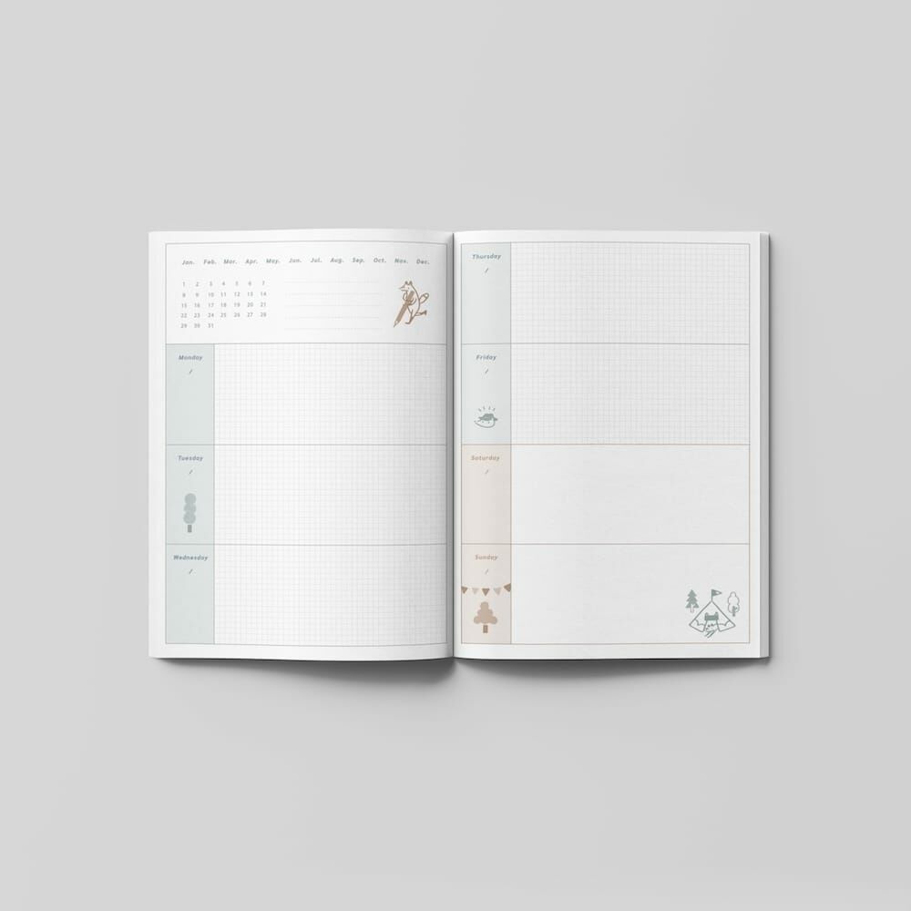 狐吉森森 小狐狸週計畫手帳 15weeks 萬年曆 ｜你好工作室 Reiko