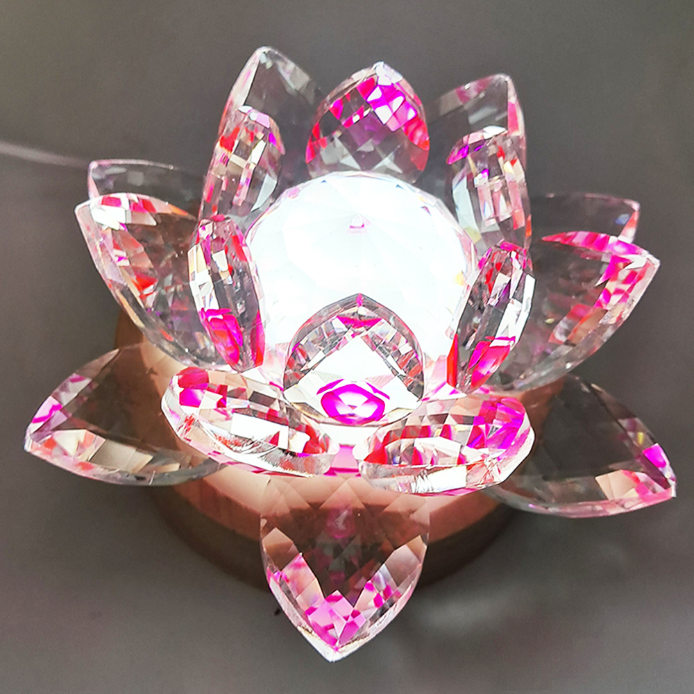 水晶蓮花40#桃紅&Led燈座1座【十方】152643