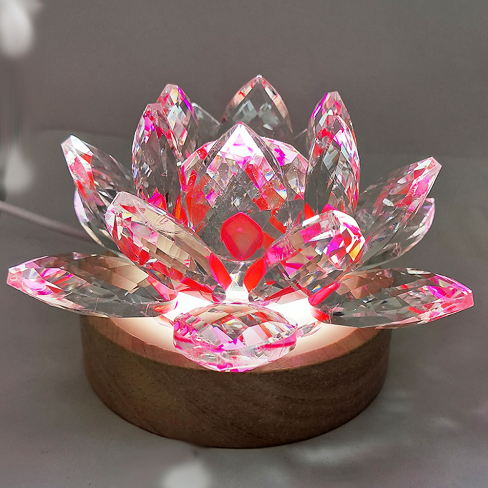 水晶蓮花40#桃紅&Led燈座1座【十方】152643