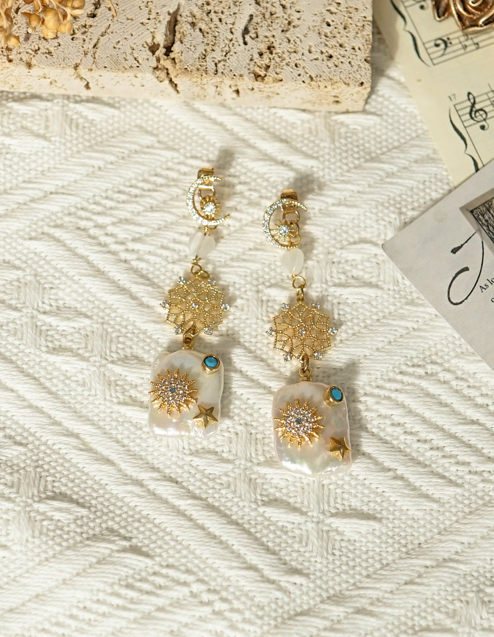 by mii✧捕夢蕾絲方貝耳飾