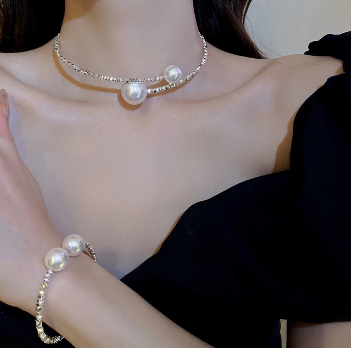 夢幻珍珠系 白碎銀choker頸圈手鐲系列