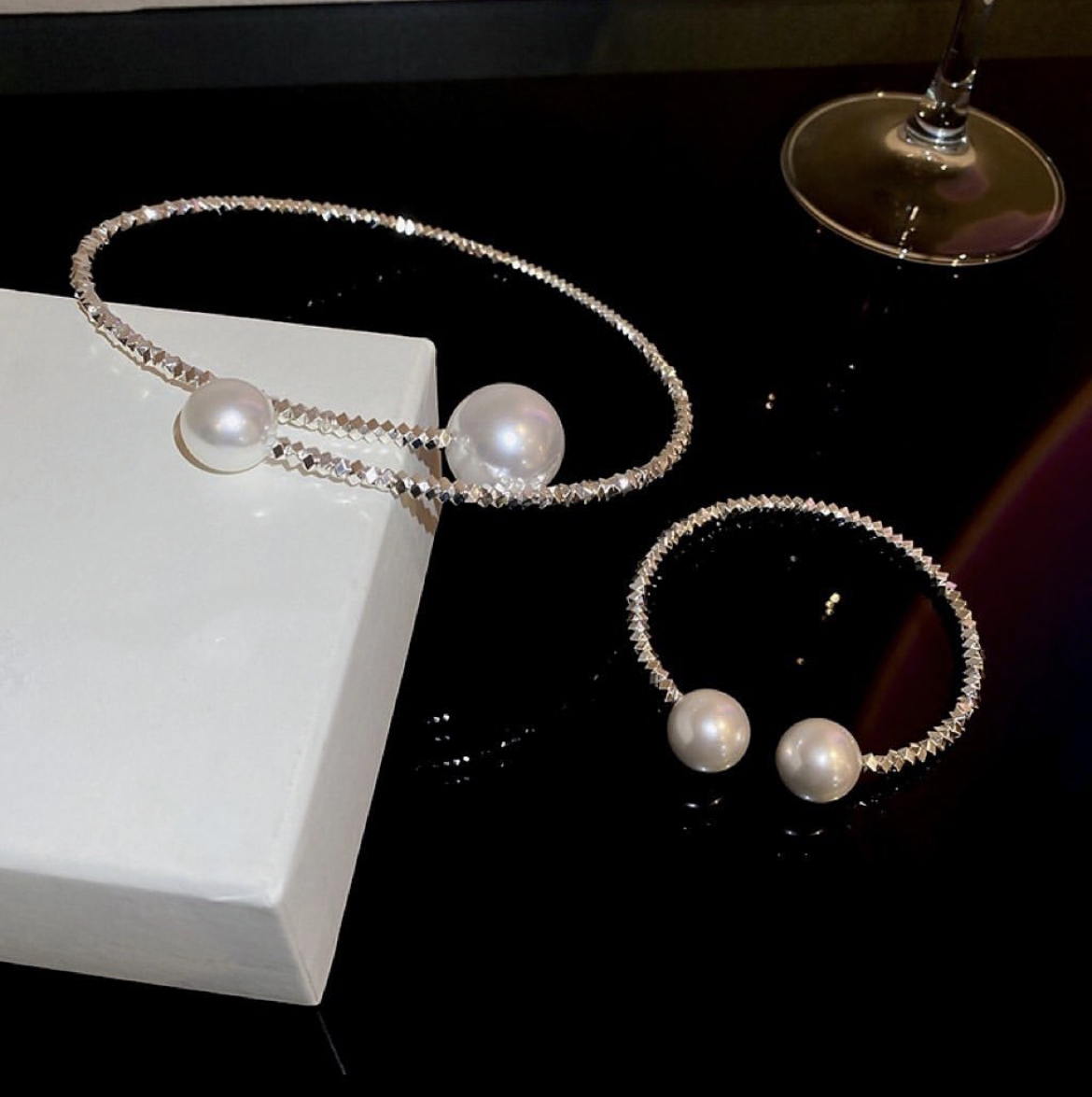 夢幻珍珠系 白碎銀choker頸圈手鐲系列
