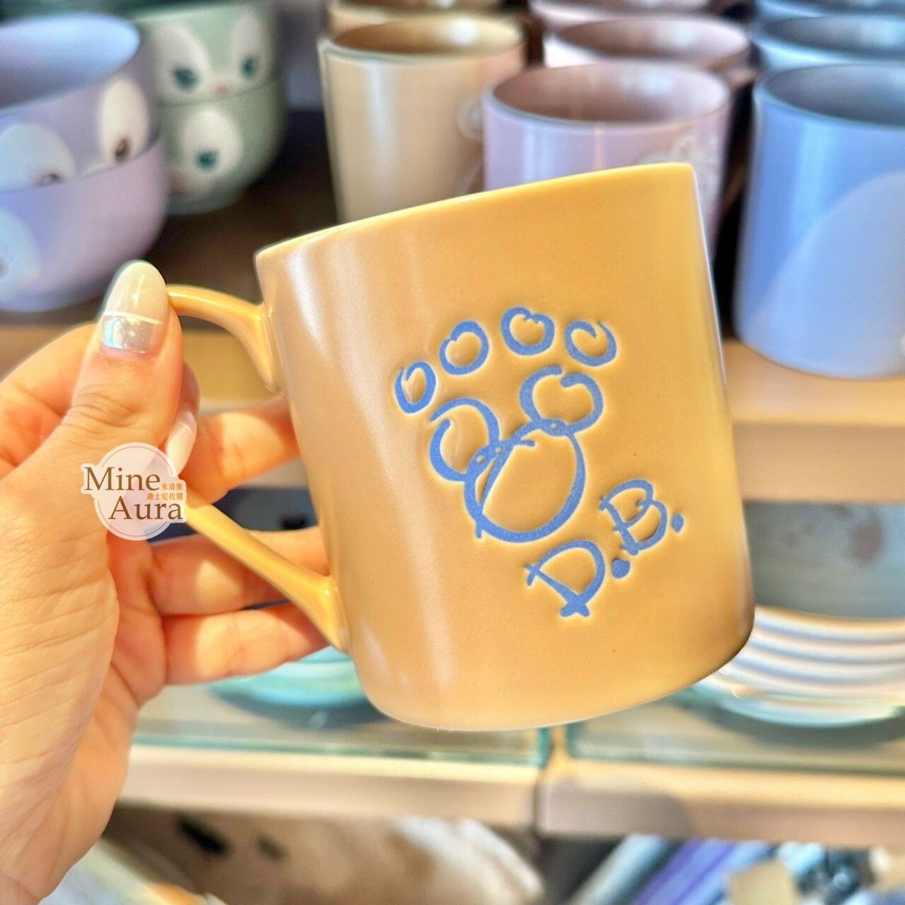 達菲 Duffy 白線描邊圖案 馬克杯 水杯 -香港迪士尼樂園