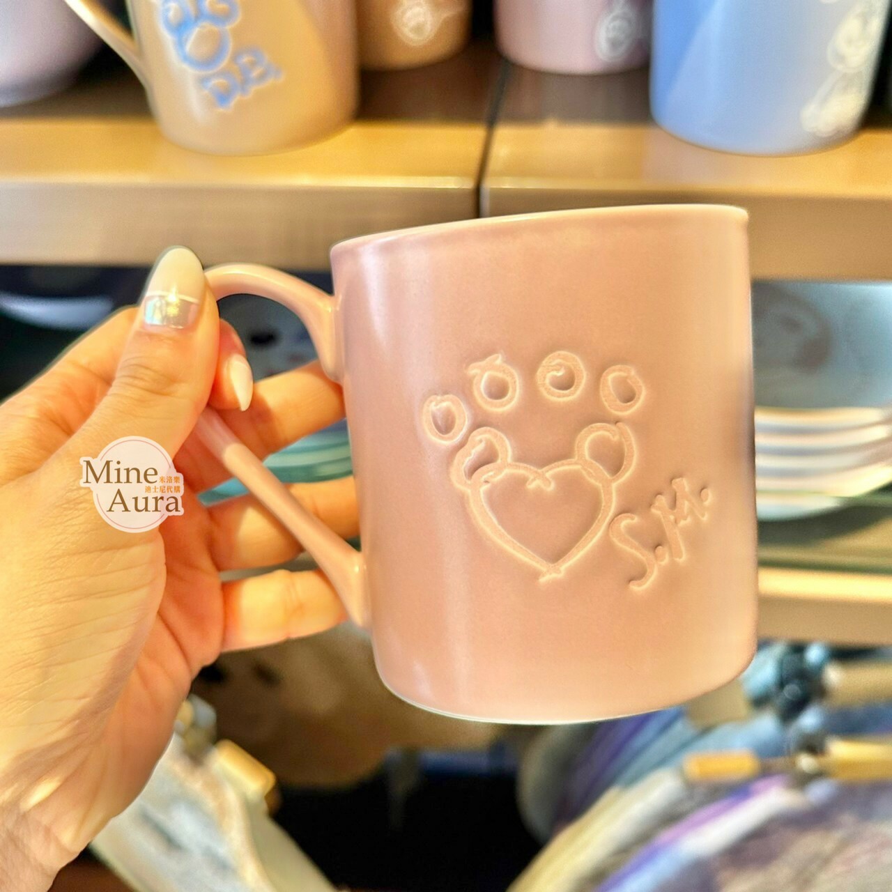 雪莉玫 ShellieMay 白線描邊圖案 馬克杯 水杯 -香港迪士尼樂園