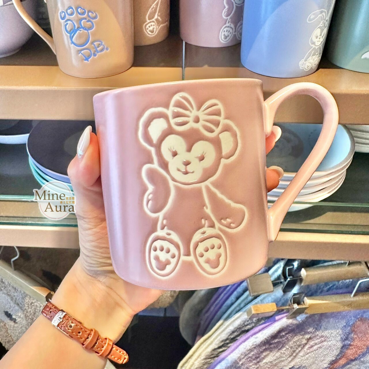 雪莉玫 ShellieMay 白線描邊圖案 馬克杯 水杯 -香港迪士尼樂園