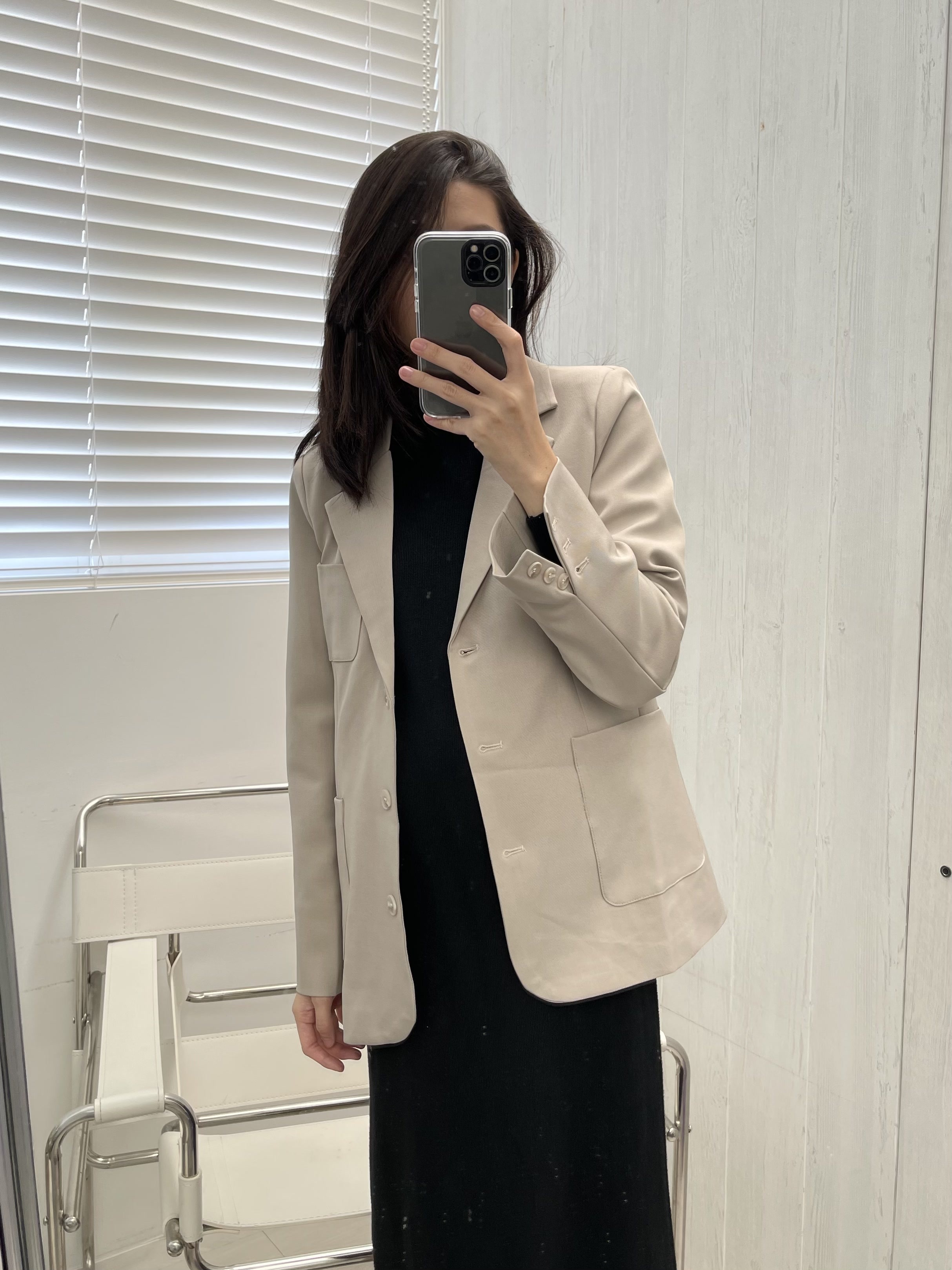 手袖釦子修身西裝外套