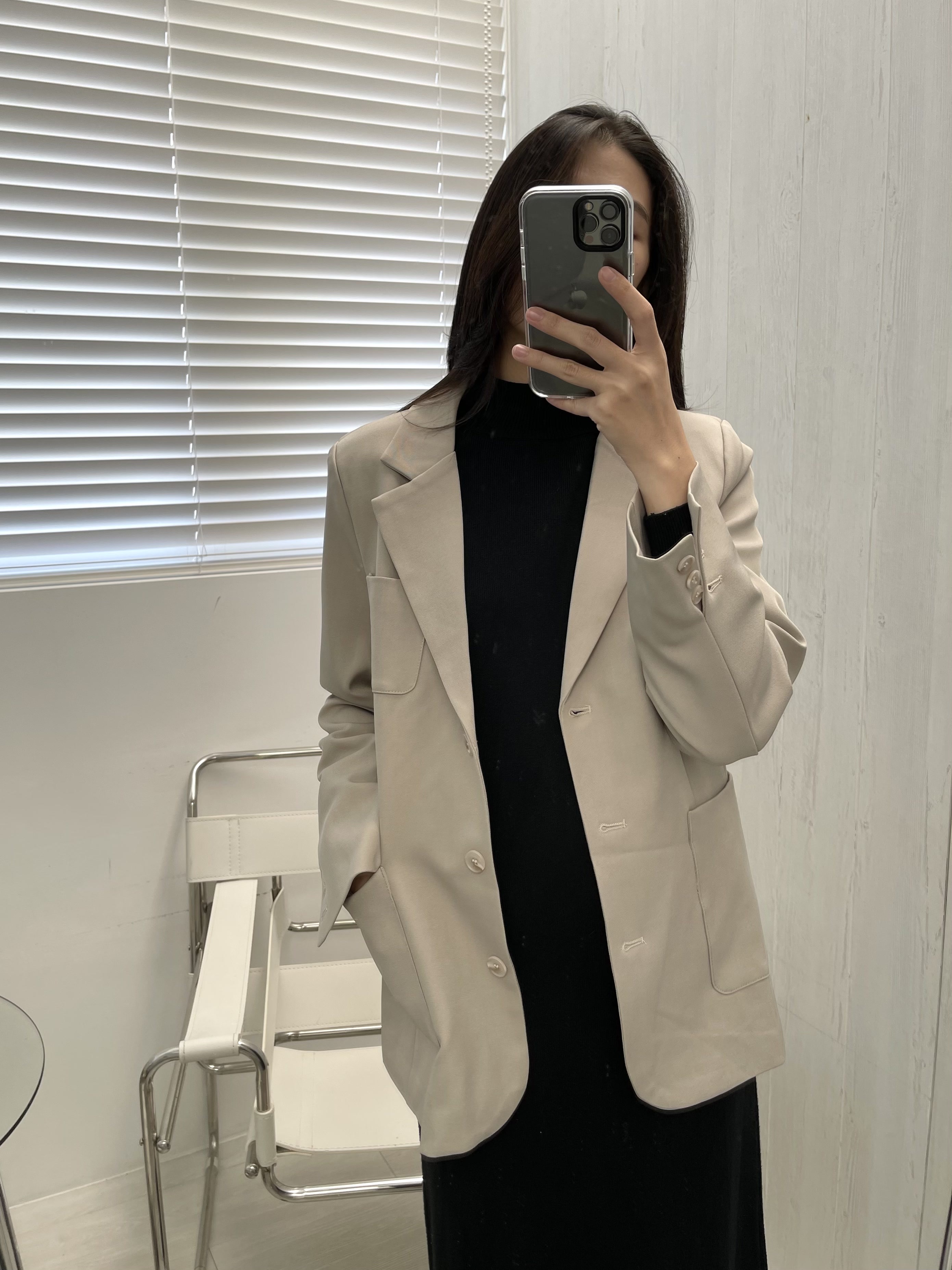 手袖釦子修身西裝外套