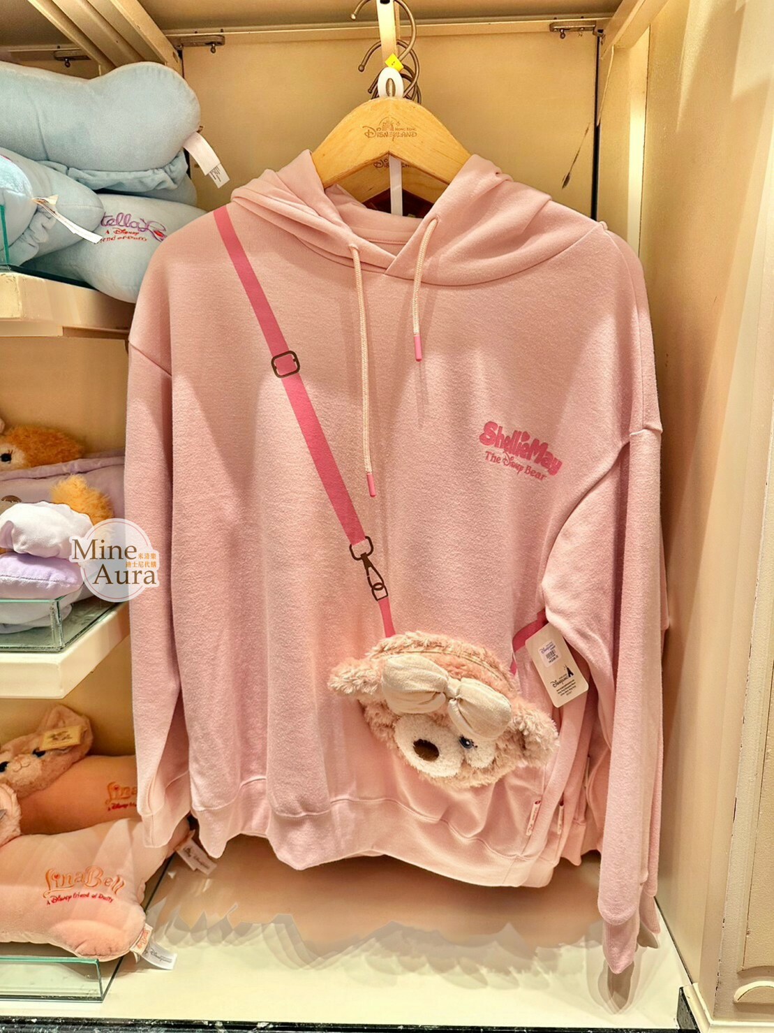 雪莉玫 ShellieMay 絨毛大頭造型收納口袋 連帽 上衣 帽T 長T -香港迪士尼樂園