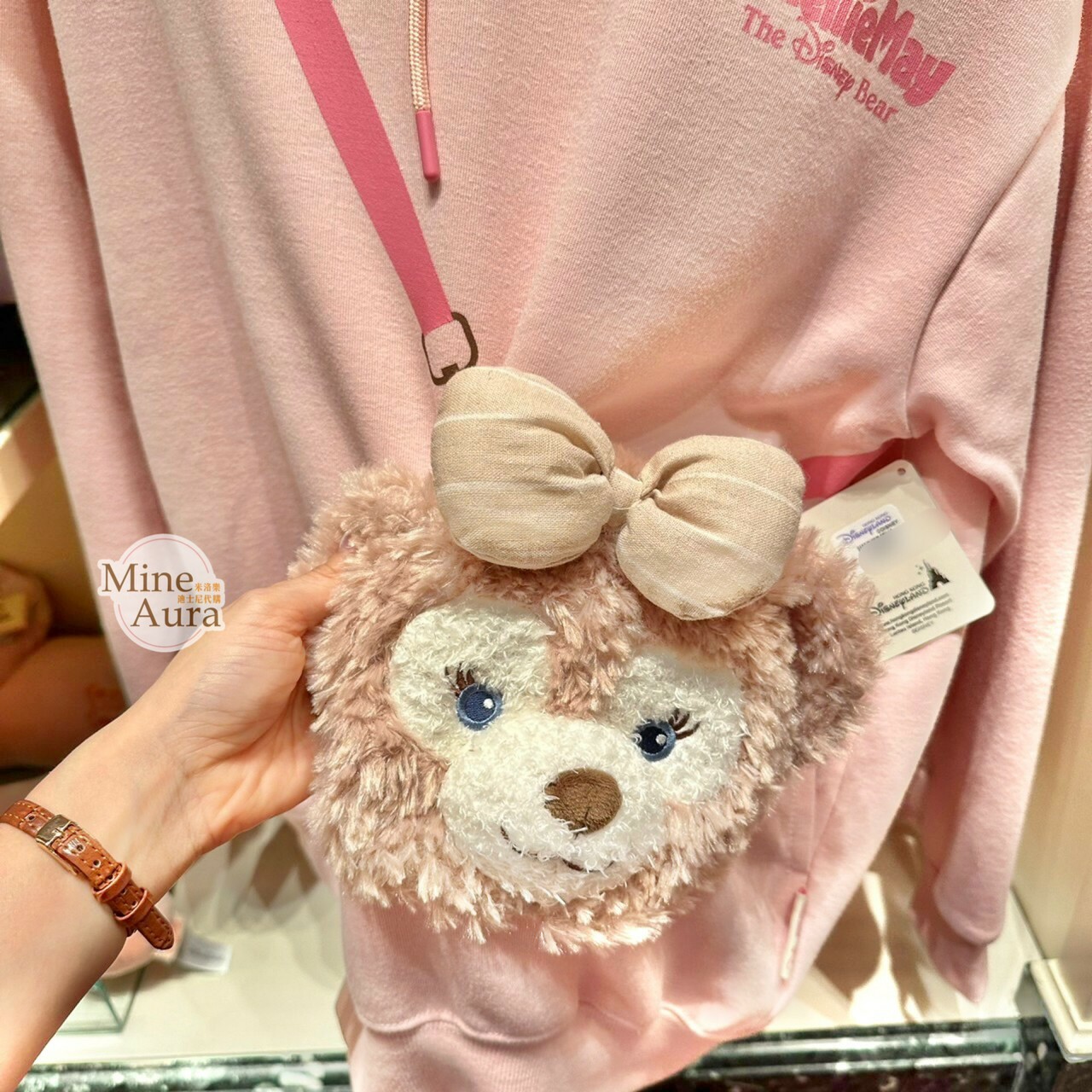 雪莉玫 ShellieMay 絨毛大頭造型收納口袋 連帽 上衣 帽T 長T -香港迪士尼樂園